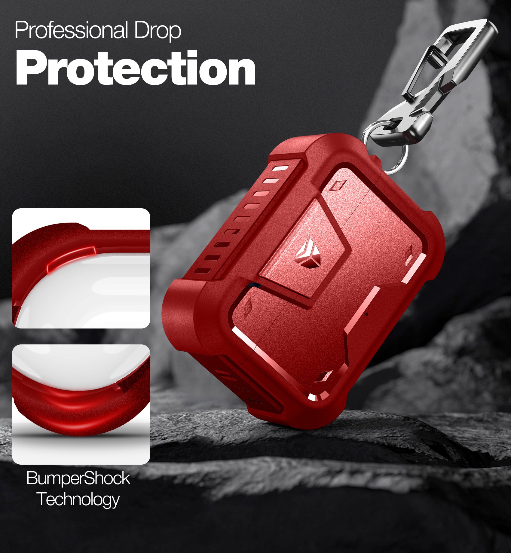 Dexnor Earphone Case for Beats Studio Buds 2021/Buds + 2023 with Secure Lock and Carabiner Full Body Bumper Shockproof Rugged Cover