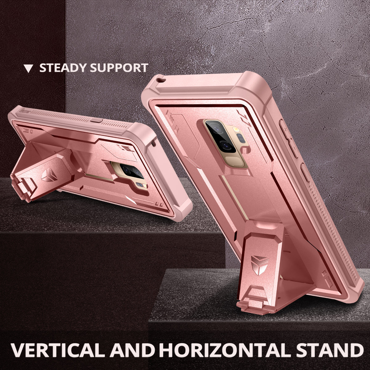 Dexnor Case for Samsung Galaxy S9 Plus With Single Screen Protector Full Body Bumper Kickstand Heavy-duty Shockproof Rugged Cover.