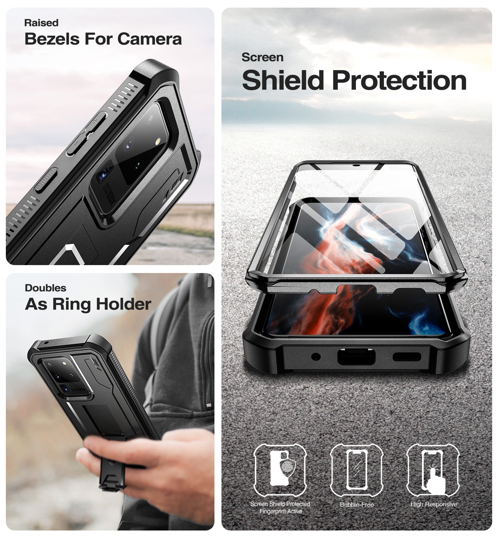 Dexnor Case for Samsung Galaxy S20 Ultra With Single Screen Protector Full Body Bumper Kickstand Heavy-duty Shockproof Rugged Cover.