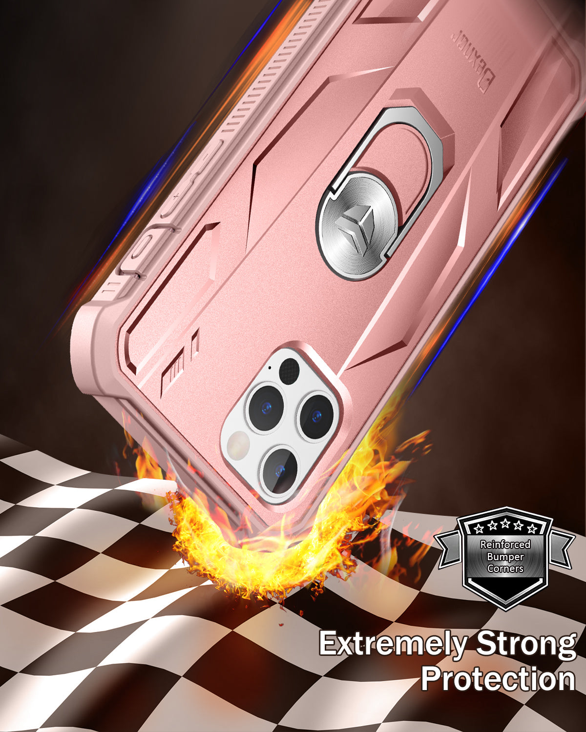 Dexnor Rugged Full Body Case for iPhone 12/12 Pro with Screen Protector & Ring Kickstand Car Mount, Slim Shockproof Protective Bumper Cover with Anti Dust Plugs.