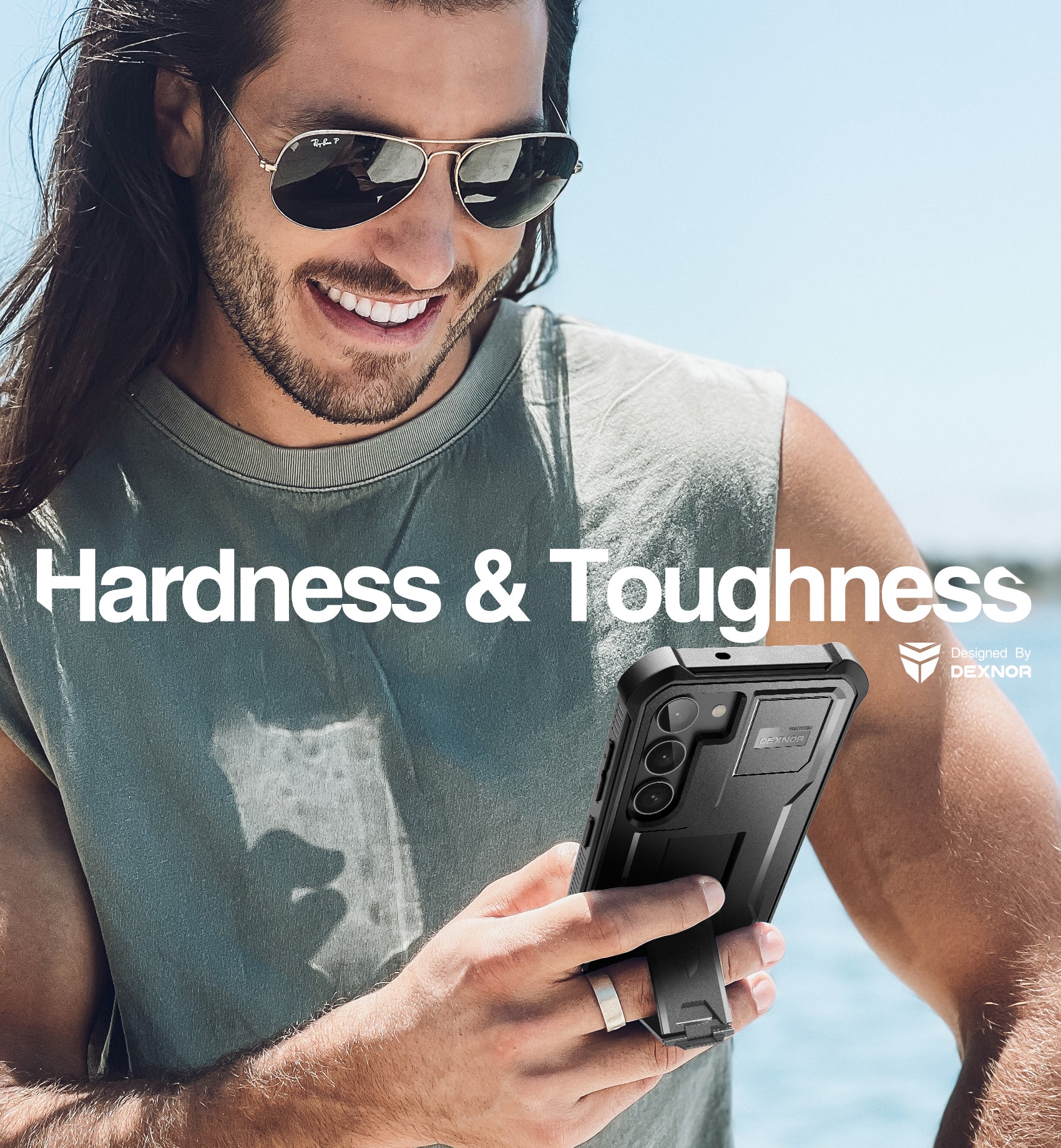 Dexnor Case for Samsung Galaxy S23 With Screen Protector Full Body Bumper Kickstand Heavy-duty Shockproof Rugged Cover.