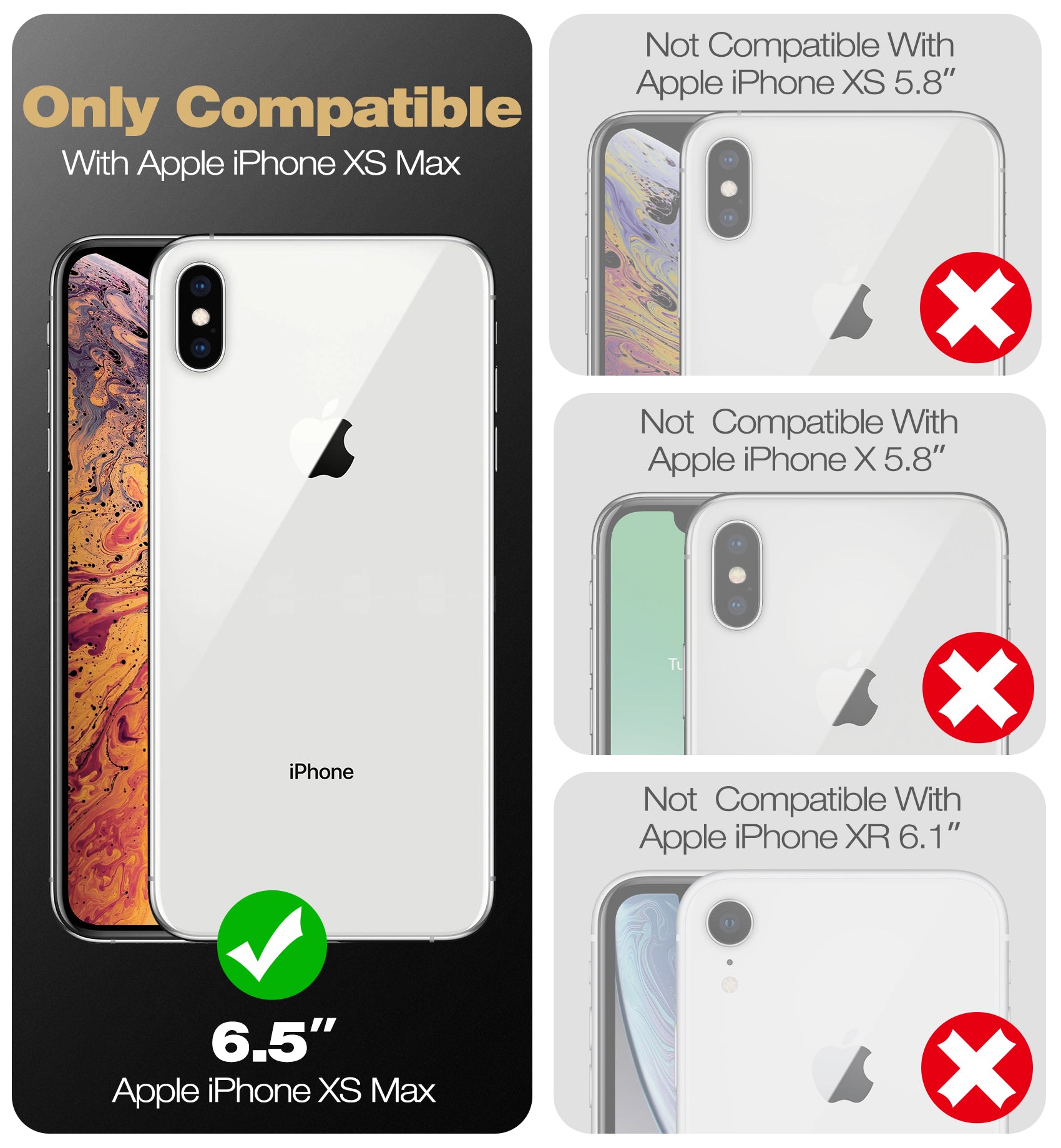 Dexnor Case for iPhone XS Max With Screen Protector Full Body Bumper Kickstand Heavy-duty Shockproof Rugged Cover.