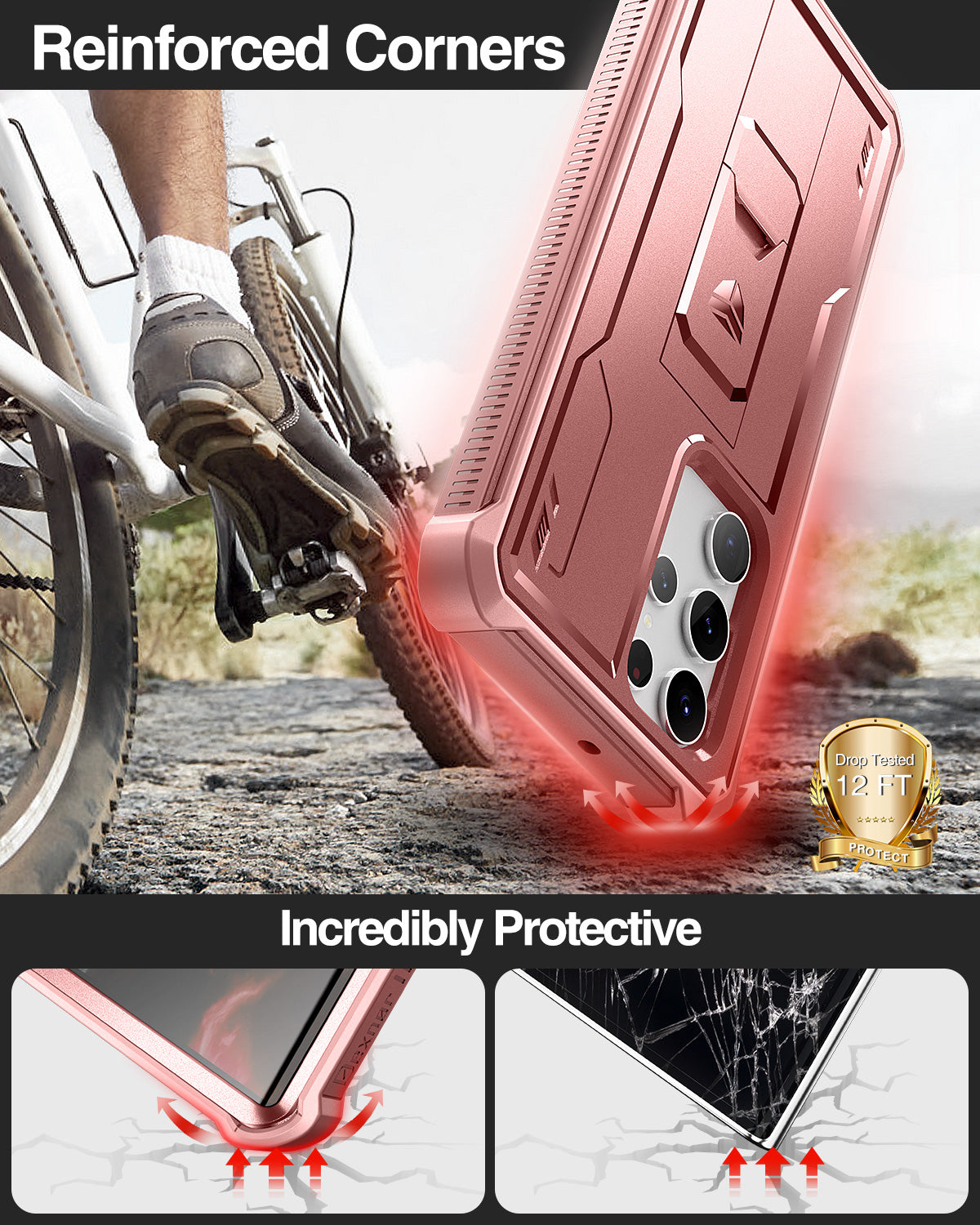 Dexnor Case for Samsung Galaxy S22 Ultra With Screen Protector Full Body Bumper Kickstand Heavy-duty Shockproof Rugged Cover.