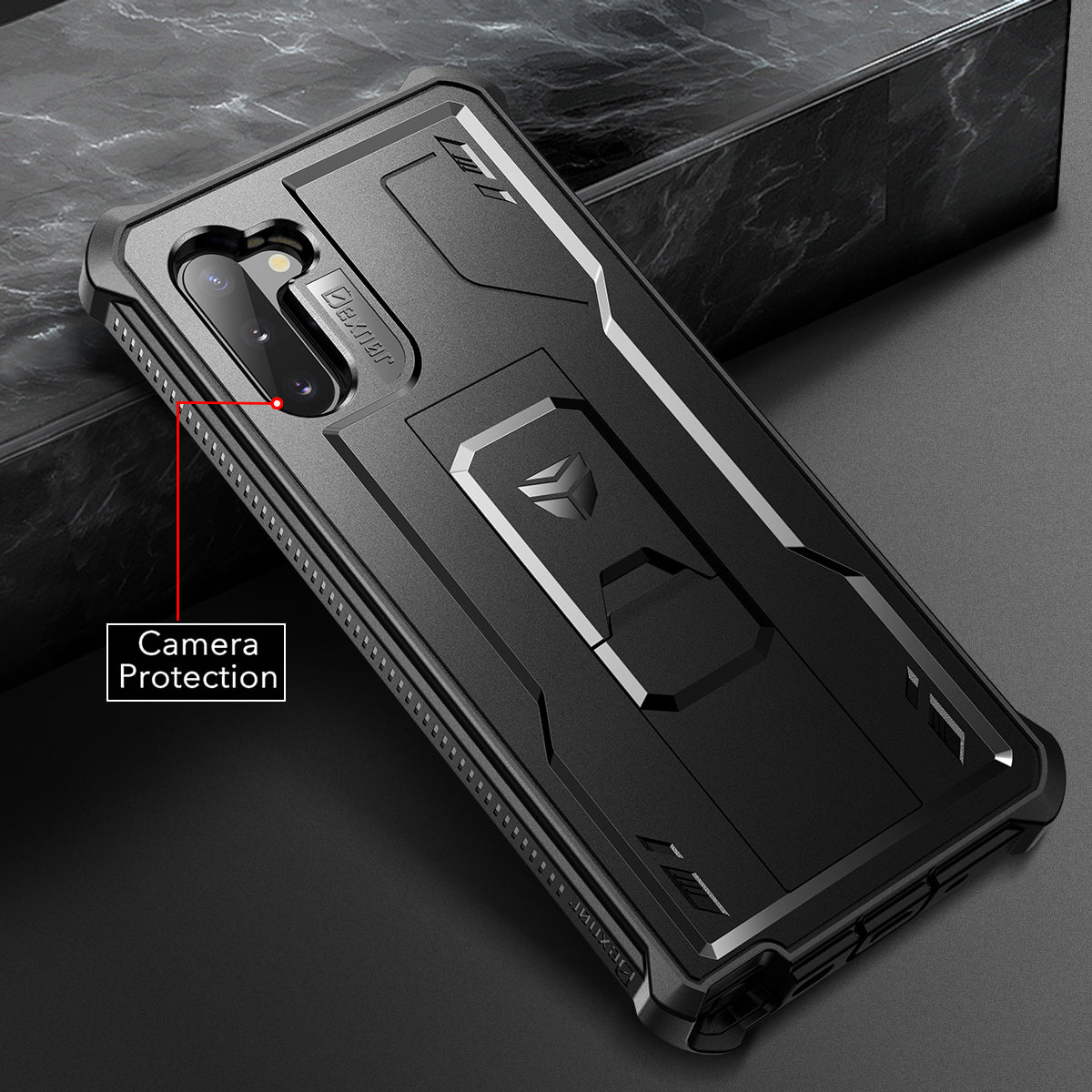 Dexnor Case for Samsung Galaxy Note 10 With Single Screen Protector Full Body Bumper Kickstand Heavy-duty Shockproof Rugged Cover.