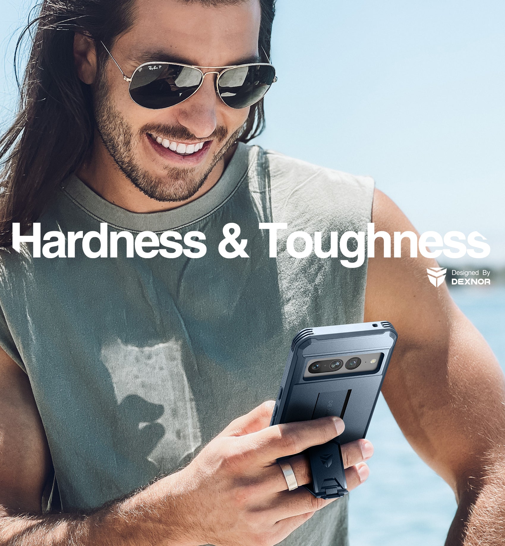 Dexnor Case for Google Pixel 7 Pro With Screen Protector Full Body Bumper Kickstand Heavy-duty Shockproof Rugged Cover.