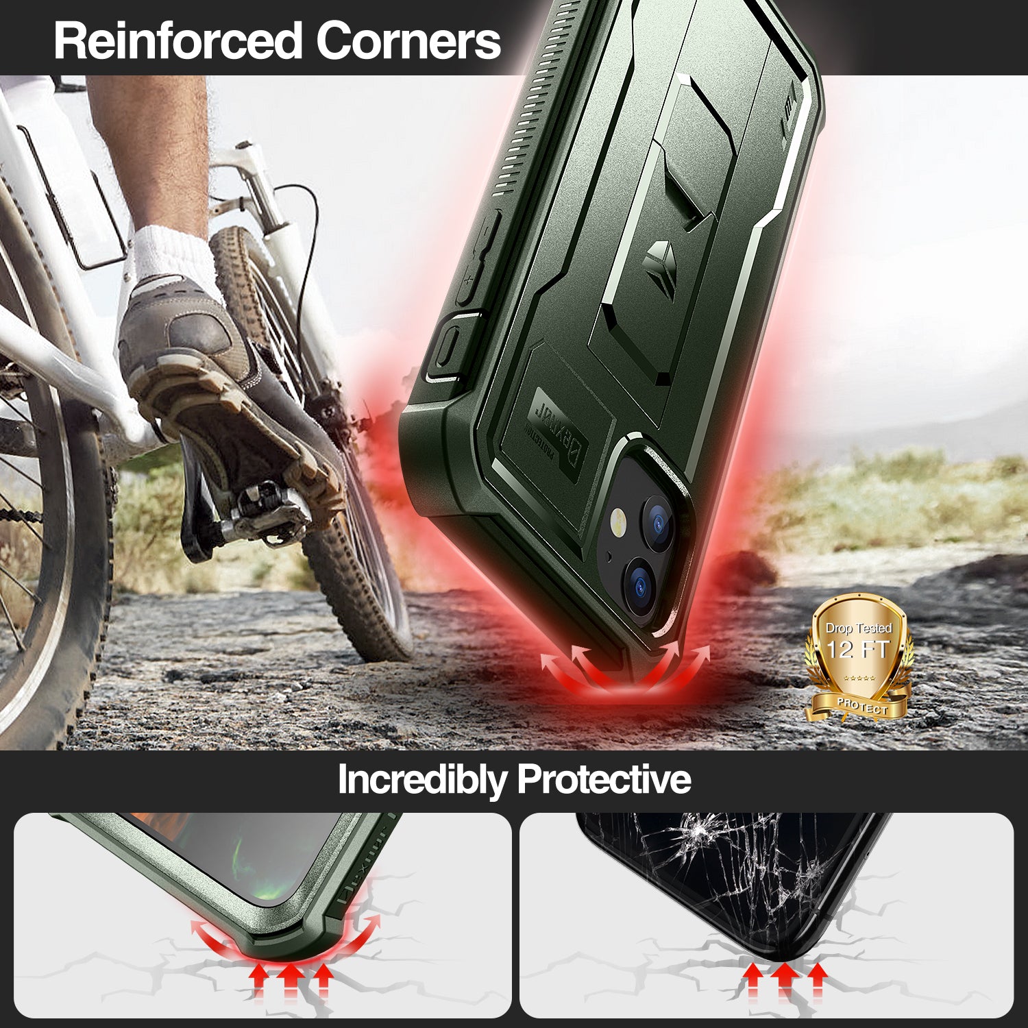 Dexnor Case for iPhone 11 With Screen Protector Full Body Bumper Kickstand Heavy-duty Shockproof Rugged Cover.