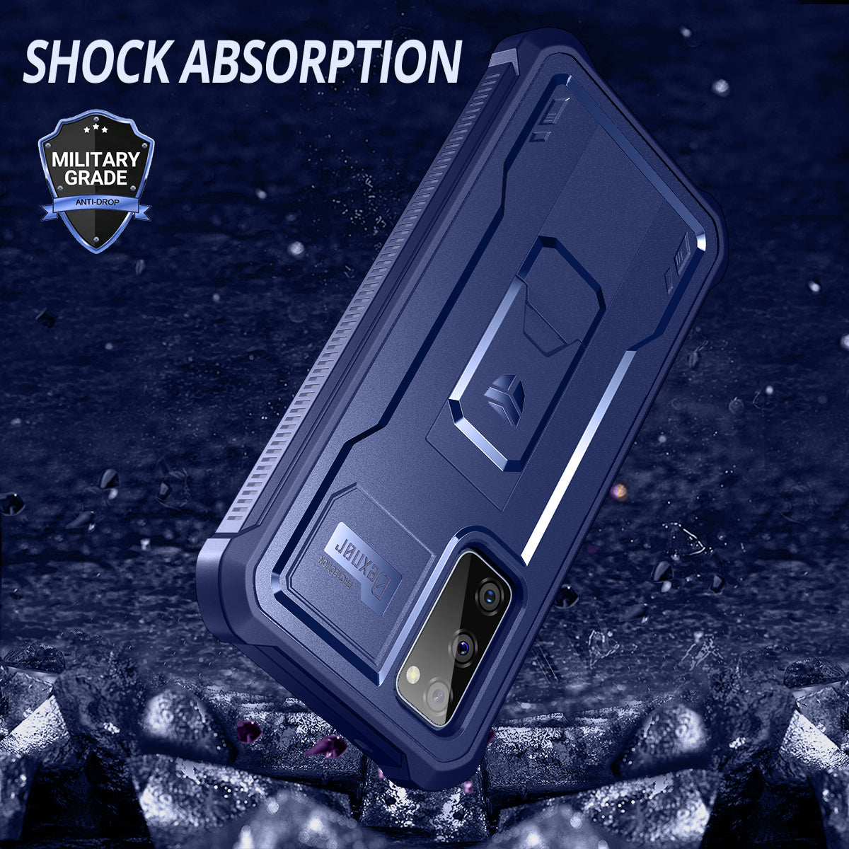 Dexnor Case for Samsung Galaxy S20 FE With Single Screen Protector Full Body Bumper Kickstand Heavy-duty Shockproof Rugged Cover