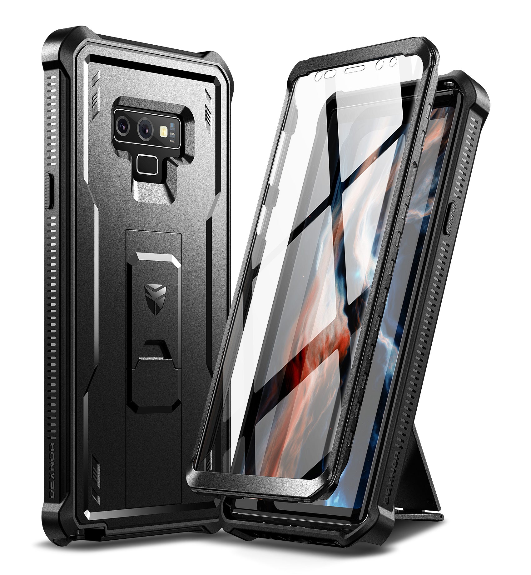 Dexnor Case for Samsung Galaxy Note 9 With Single Screen Protector Full Body Bumper Kickstand Heavy-duty Shockproof Rugged Cover.