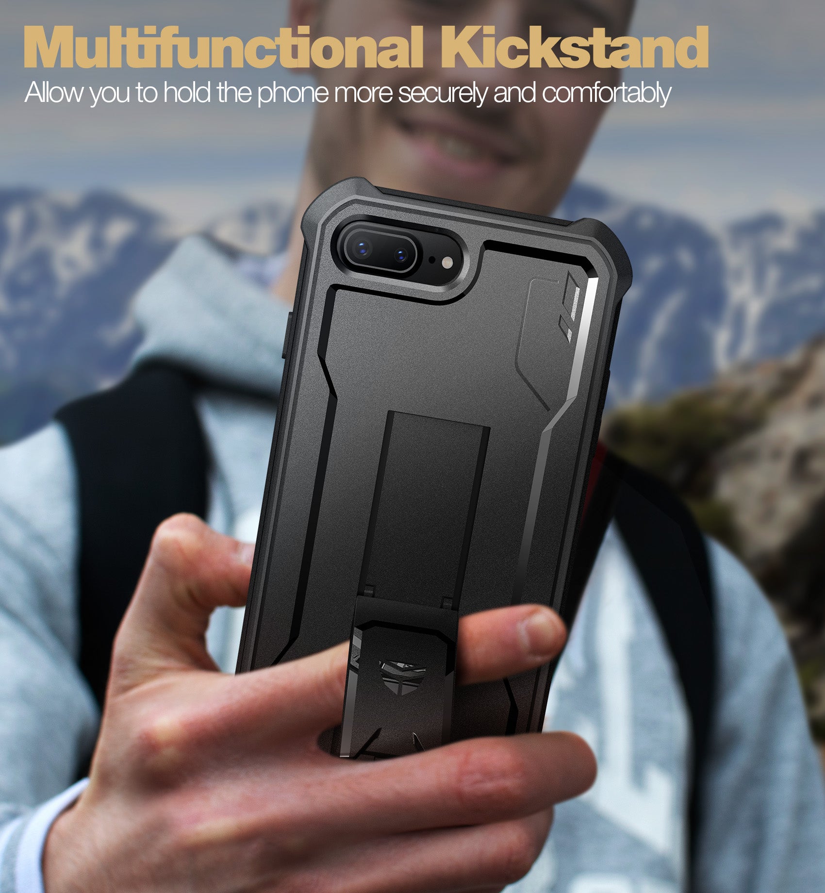 Dexnor Case for iPhone 8 Plus/7 Plus With Screen Protector Full Body Bumper Kickstand Heavy-duty Shockproof Rugged Cover.