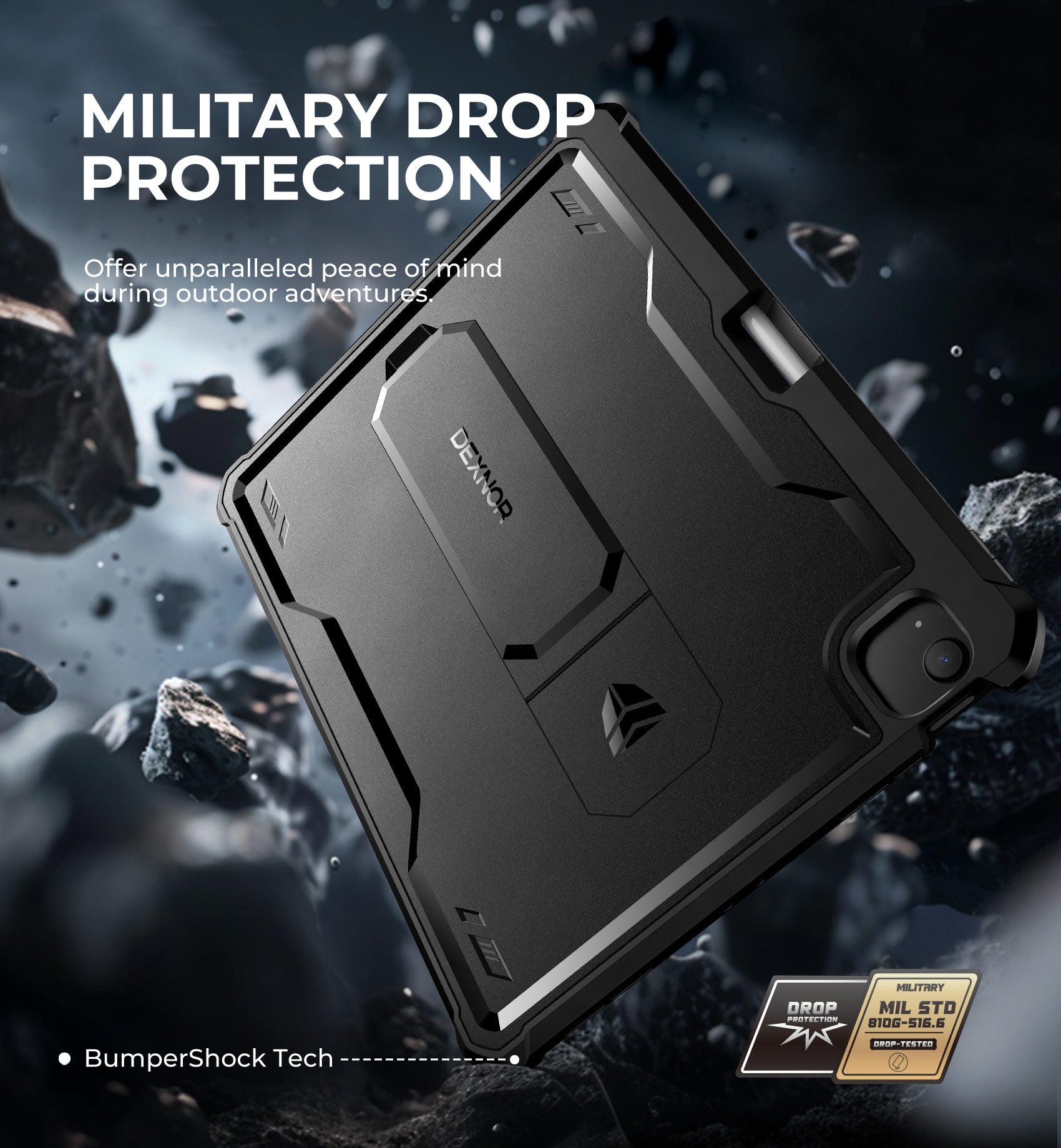 Dexnor Tablet Case for Air 13 Inch Case 2024 (M2) With Screen Protector Full Body Bumper Kickstand Heavy-duty Shockproof Rugged Pen Holder Cover