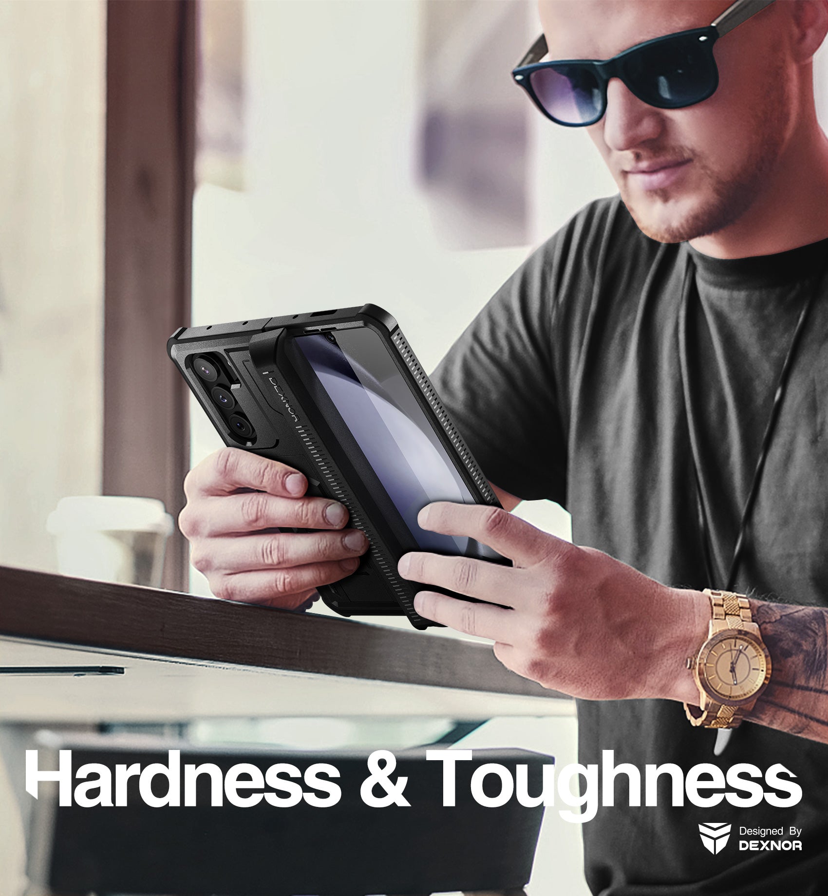 Dexnor Case for Samsung Galaxy Z Fold 5 With Hinge Coverage Screen Protector Full Body Bumper Kickstand Heavy-duty Shockproof Rugged Cover.