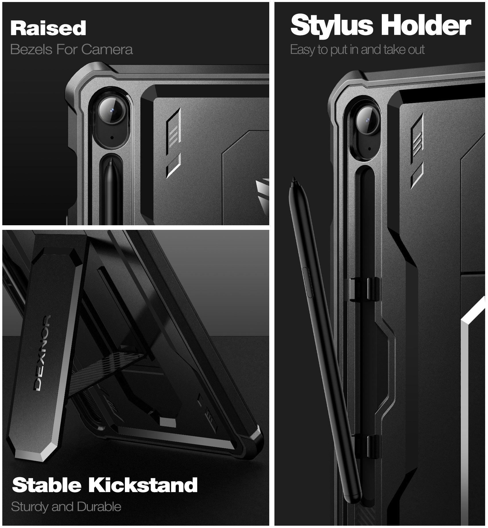 Dexnor Tablet Case for Samsung Galaxy Tab S9 FE With Screen Protector Full Body Bumper Kickstand Heavy-duty Shockproof Rugged Pen Holder Cover.