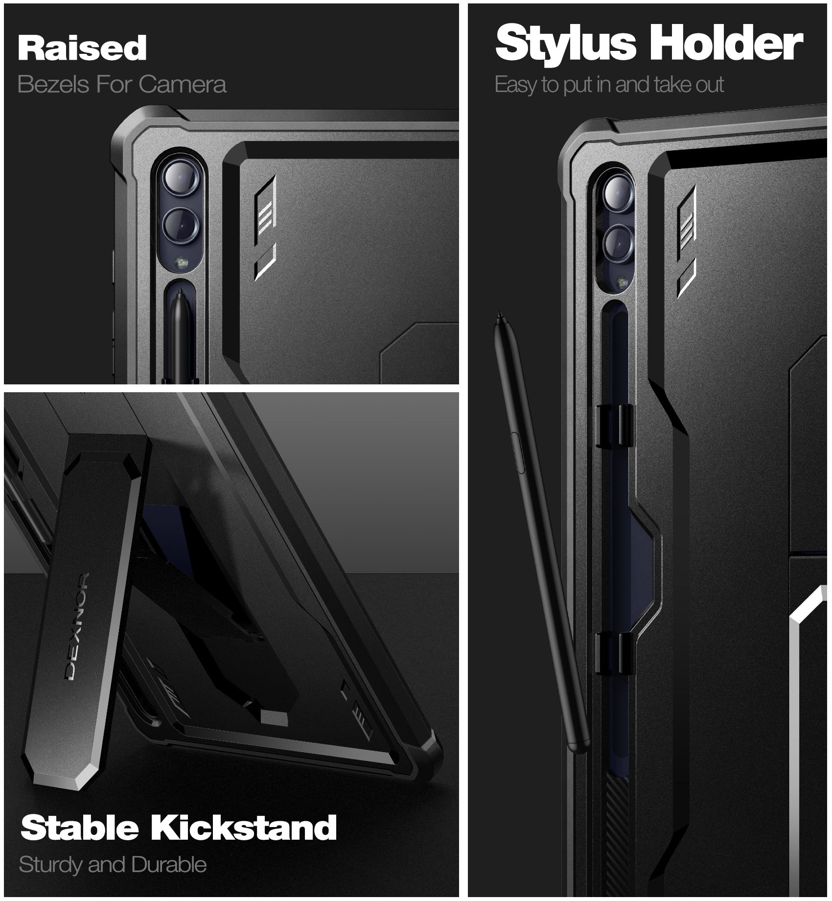 Dexnor Tablet Case for Samsung Galaxy Tab S8 Ultra With Screen Protector Full Body Bumper Kickstand Heavy-duty Shockproof Rugged Pen Holder Cover.