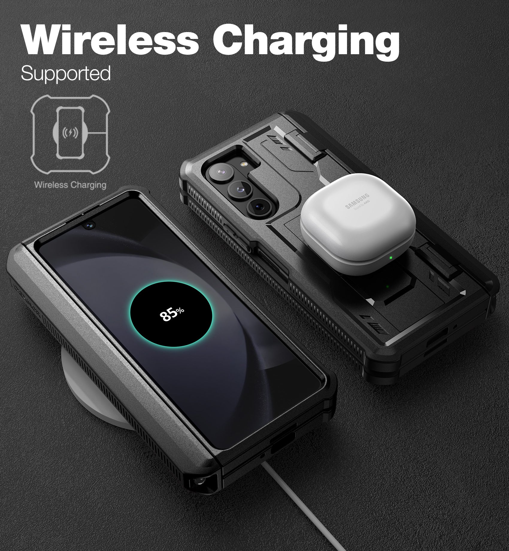 Dexnor Case for Samsung Galaxy Z Fold 5 With Hinge Coverage Screen Protector Full Body Bumper Kickstand Heavy-duty Shockproof Rugged Cover.