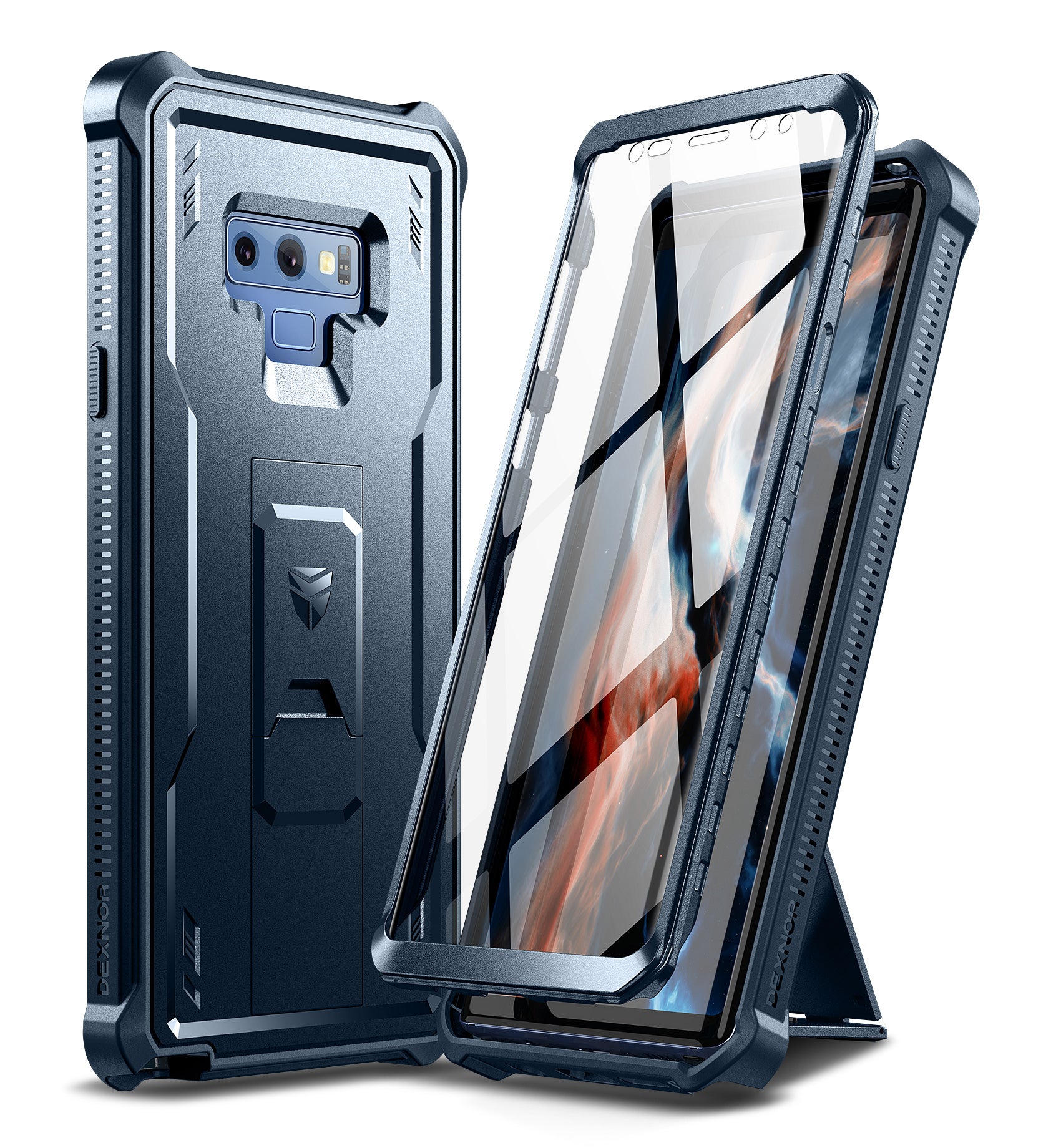 Dexnor Case for Samsung Galaxy Note 9 With Single Screen Protector Full Body Bumper Kickstand Heavy-duty Shockproof Rugged Cover.