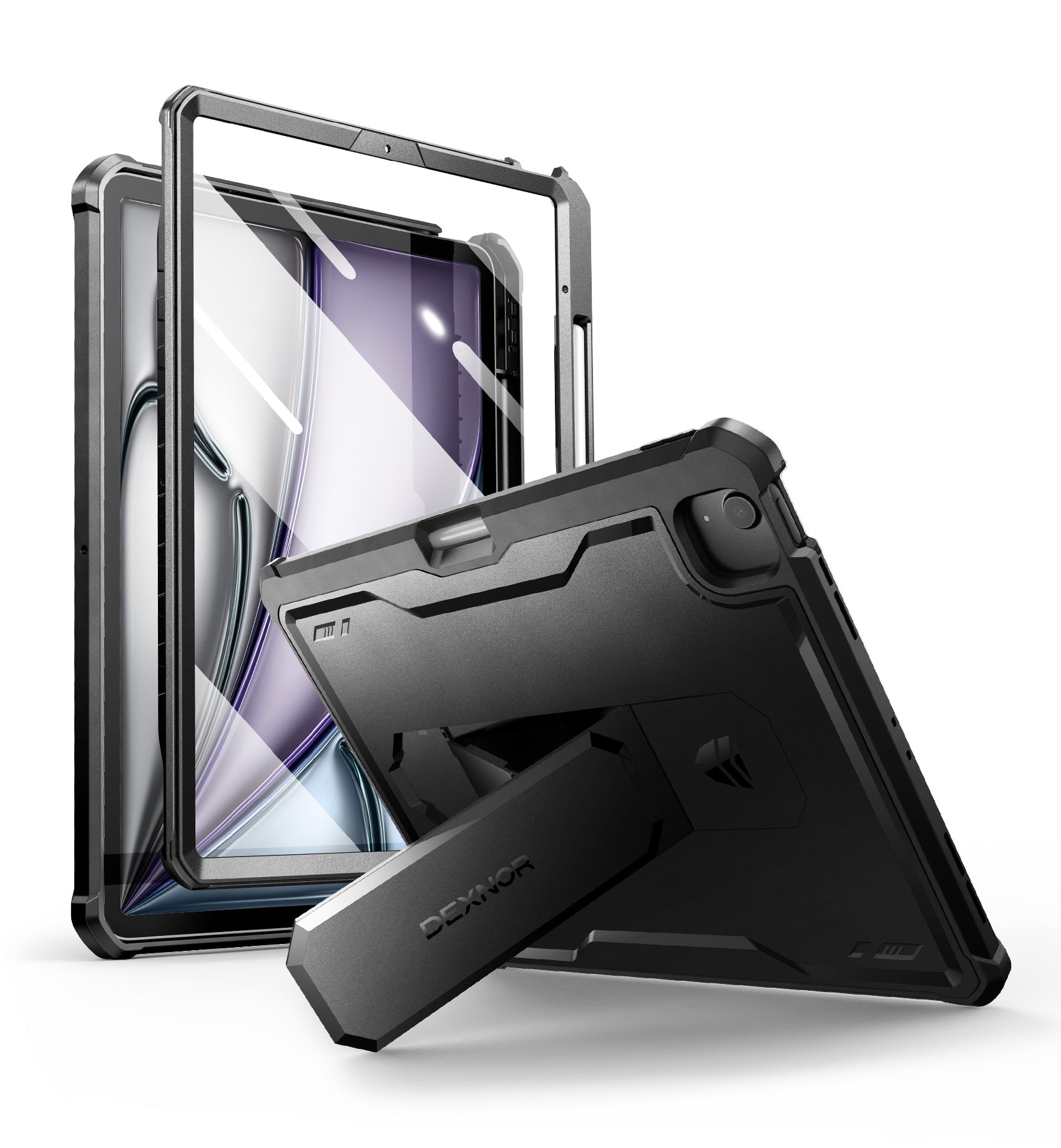 Dexnor Tablet Case for Air 13 Inch Case 2024 (M2) With Screen Protector Full Body Bumper Kickstand Heavy-duty Shockproof Rugged Pen Holder Cover