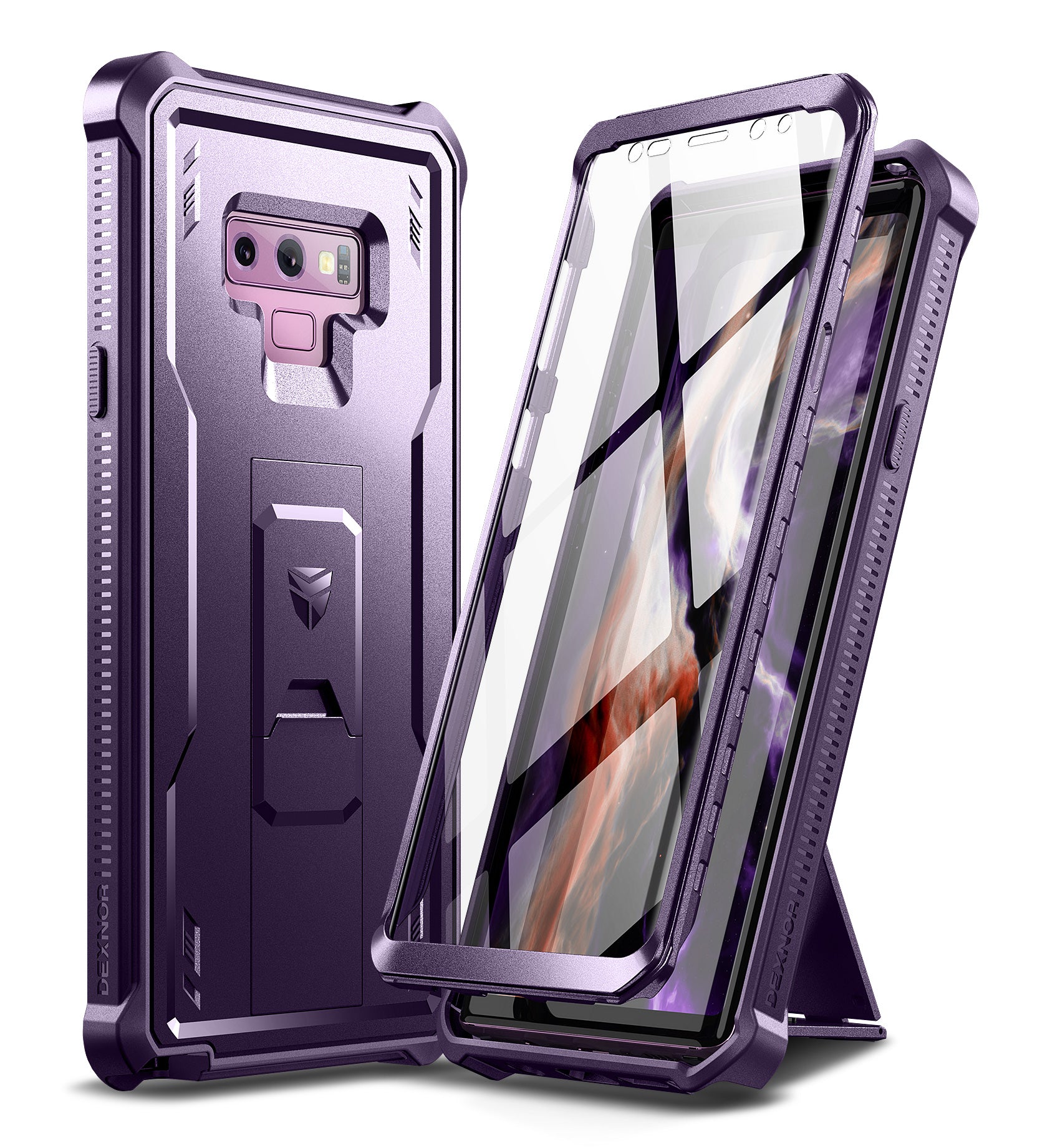 Dexnor Case for Samsung Galaxy Note 9 With Single Screen Protector Full Body Bumper Kickstand Heavy-duty Shockproof Rugged Cover.