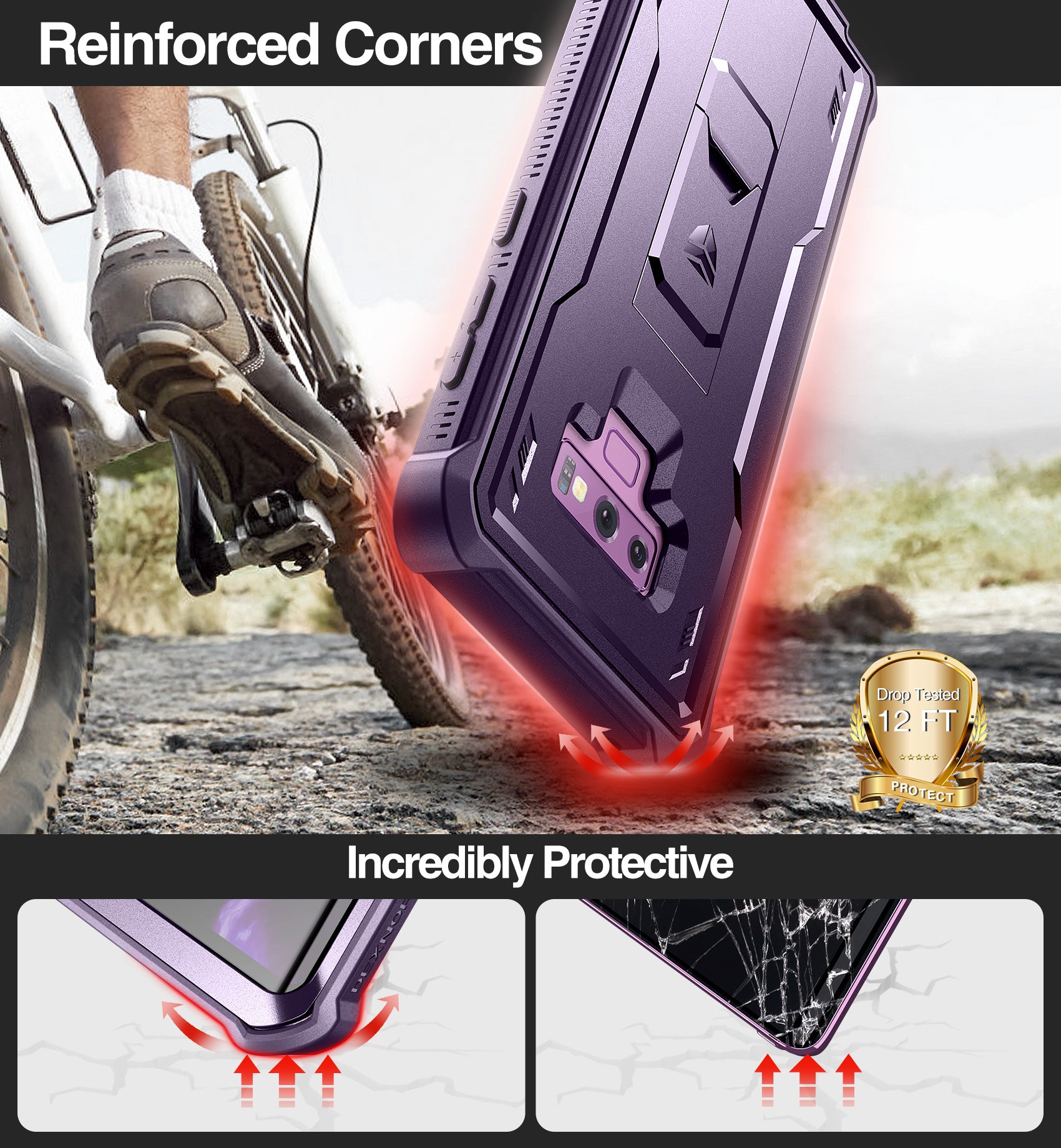 Dexnor Case for Samsung Galaxy Note 9 With Single Screen Protector Full Body Bumper Kickstand Heavy-duty Shockproof Rugged Cover.