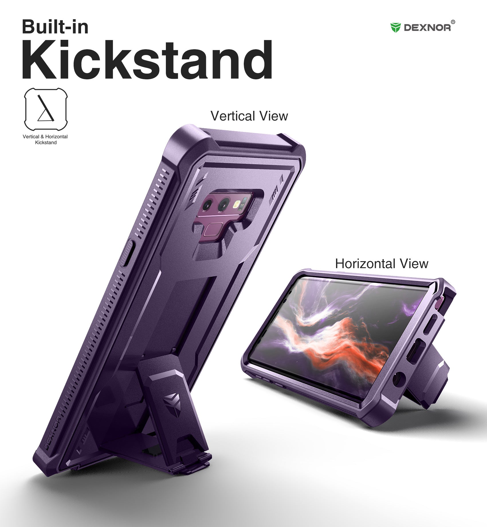 Dexnor Case for Samsung Galaxy Note 9 With Single Screen Protector Full Body Bumper Kickstand Heavy-duty Shockproof Rugged Cover.