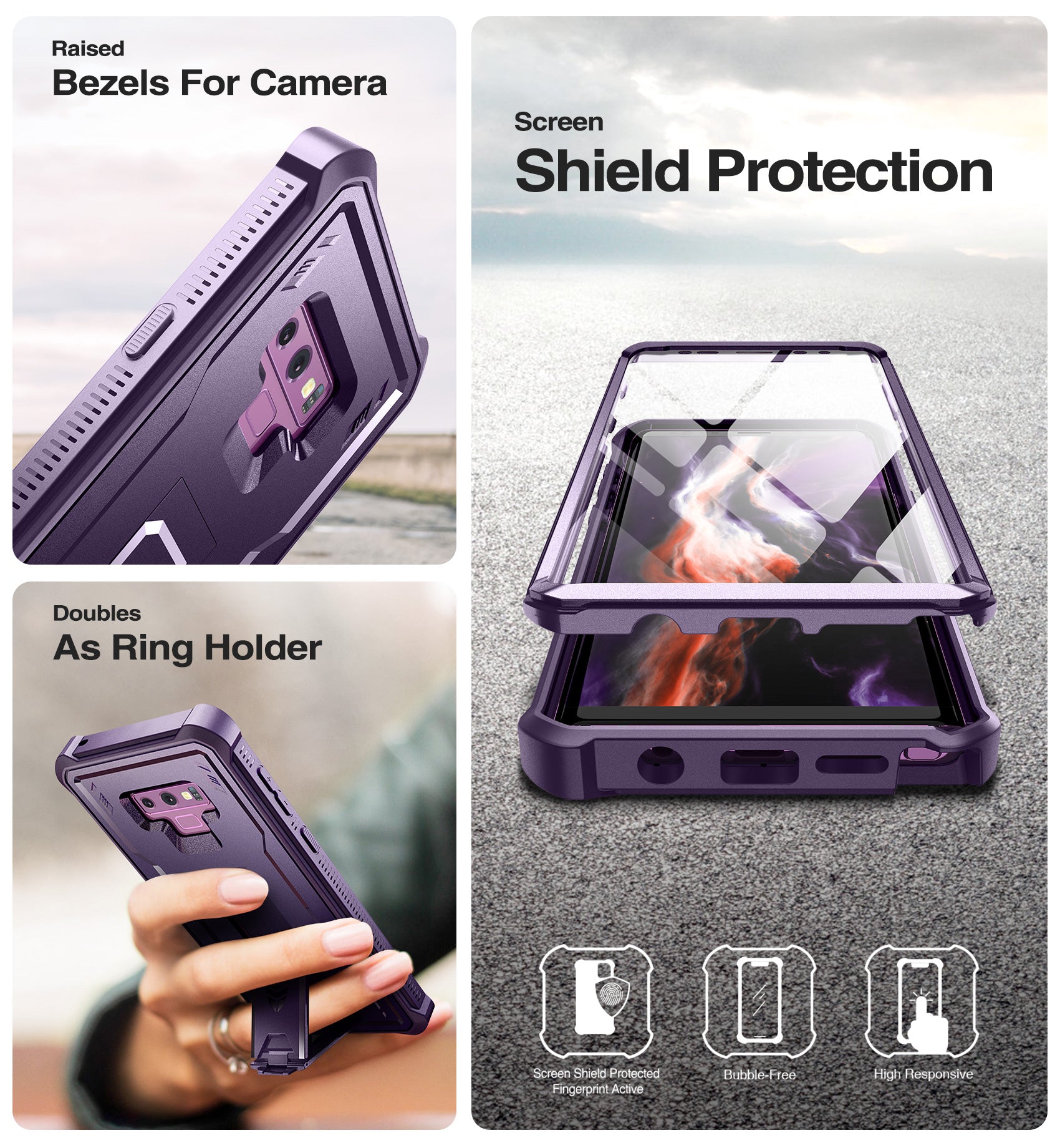 Dexnor Case for Samsung Galaxy Note 9 With Single Screen Protector Full Body Bumper Kickstand Heavy-duty Shockproof Rugged Cover.