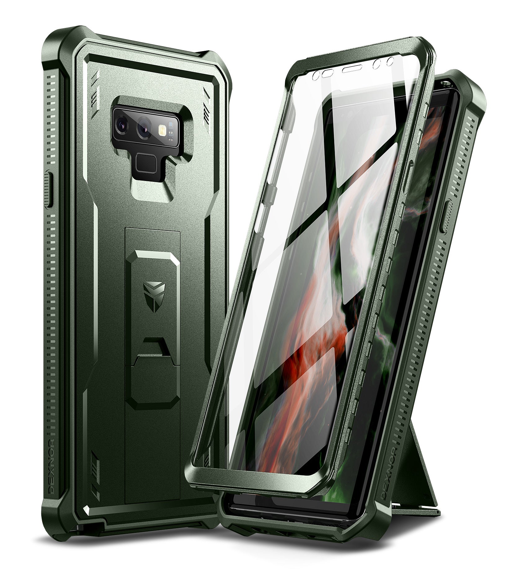 Dexnor Case for Samsung Galaxy Note 9 With Single Screen Protector Full Body Bumper Kickstand Heavy-duty Shockproof Rugged Cover.
