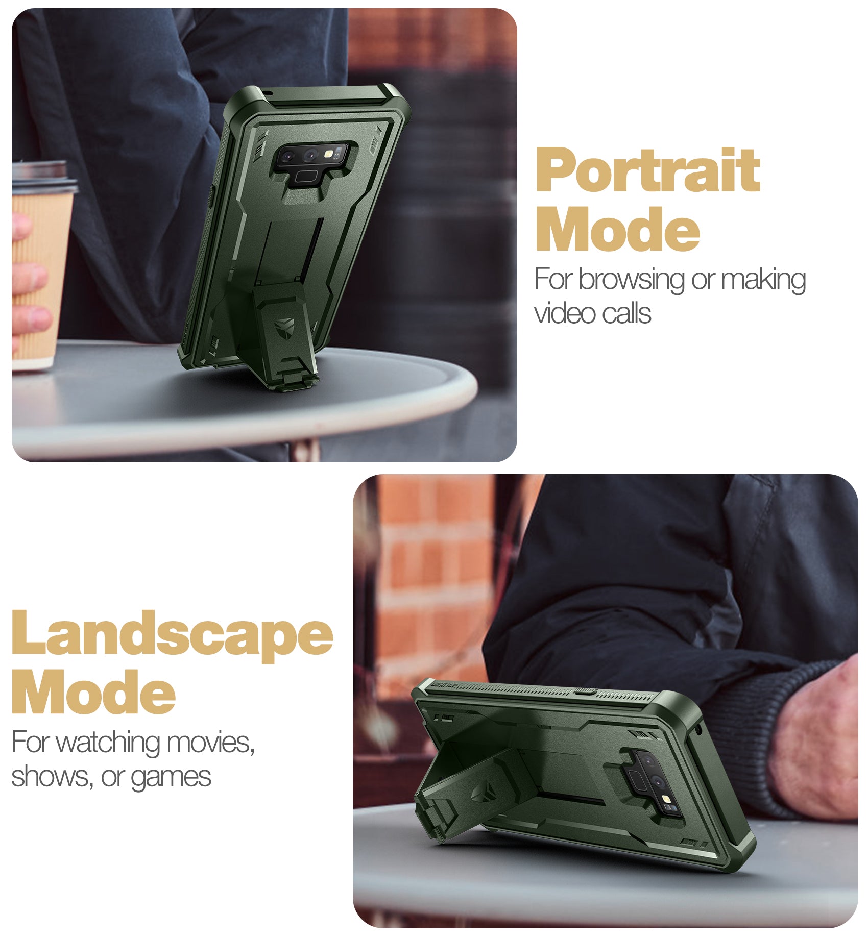 Dexnor Case for Samsung Galaxy Note 9 With Single Screen Protector Full Body Bumper Kickstand Heavy-duty Shockproof Rugged Cover.