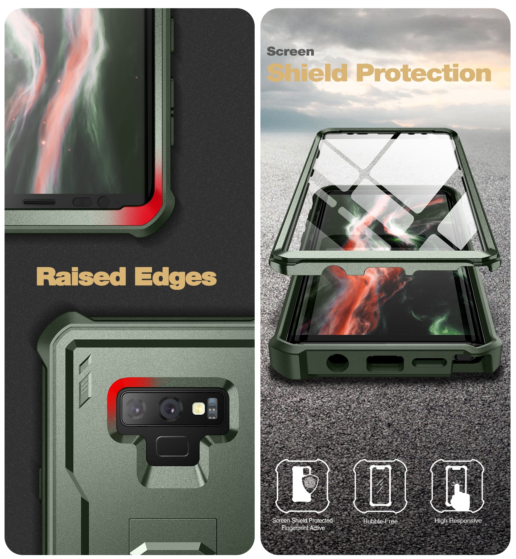 Dexnor Case for Samsung Galaxy Note 9 With Single Screen Protector Full Body Bumper Kickstand Heavy-duty Shockproof Rugged Cover.