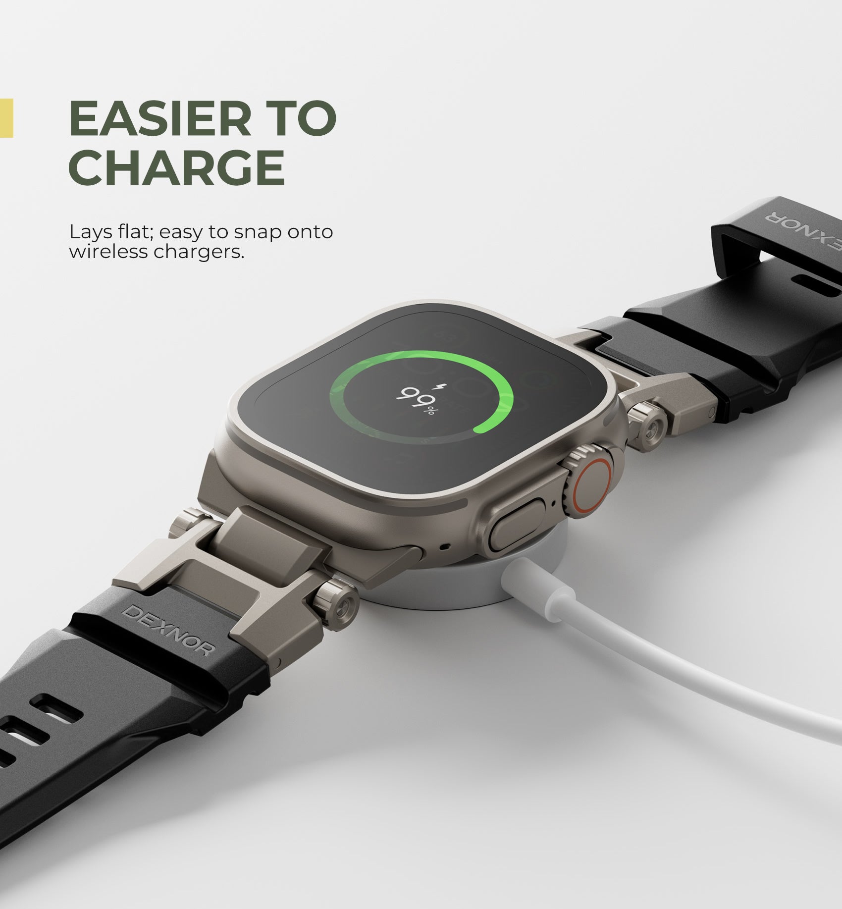 Dexnor Band for Apple Watch Series 10 46mm Band with Rugged Metal Connector Durable Stainless Steel