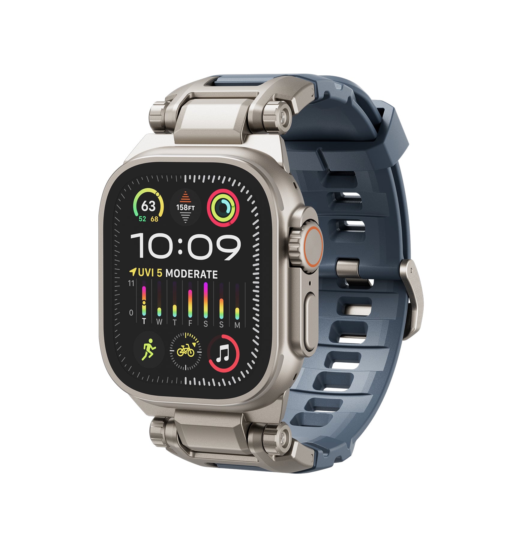 Dexnor Watch Band for Apple Watch Series 9 45mm, Series 8 45mm, Series 7 45mm with Rugged Metal Connector Durable Stainless Steel