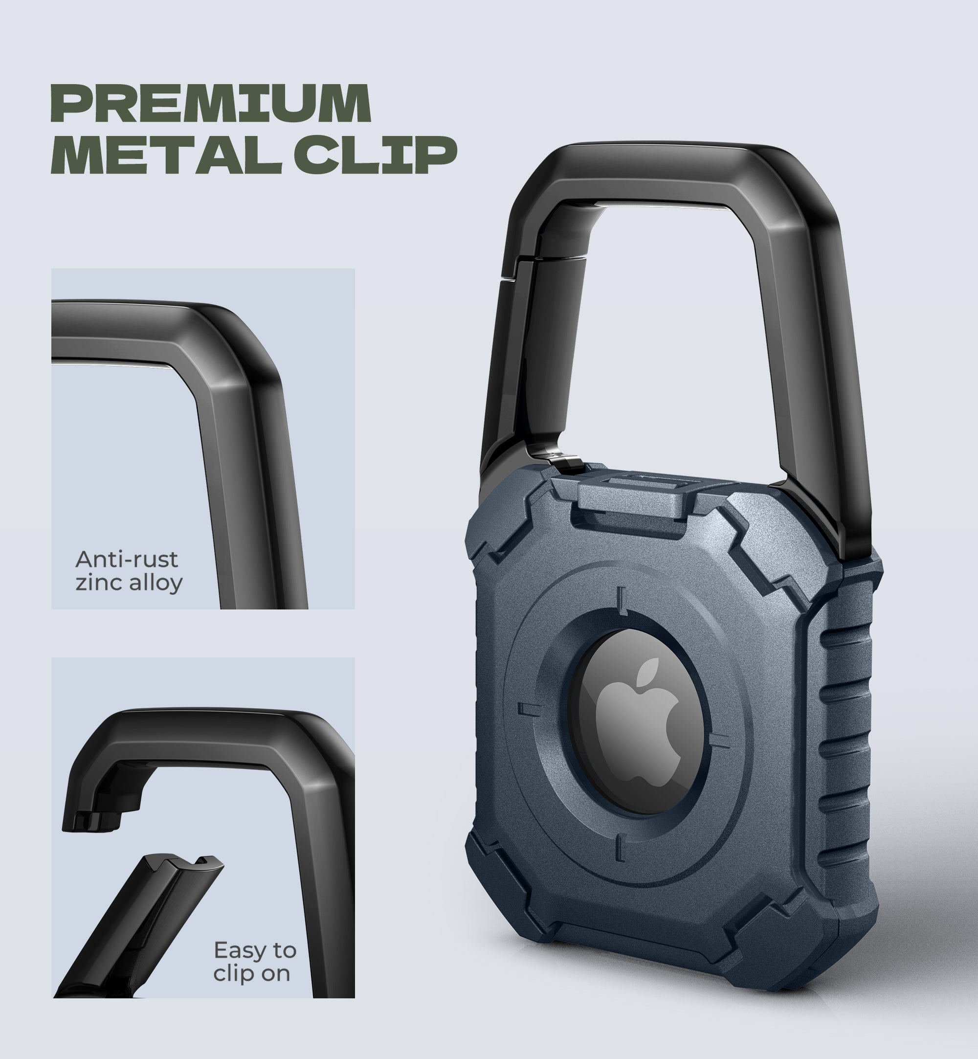 Dexnor Case for Apple AirTag Holder Air Tag Case with Carabiner Locking Design Shockproof Anti Scratch TPU Cases Holders with Open Face Raised Edge for AirTag Accessory for Keys Pets Luggage