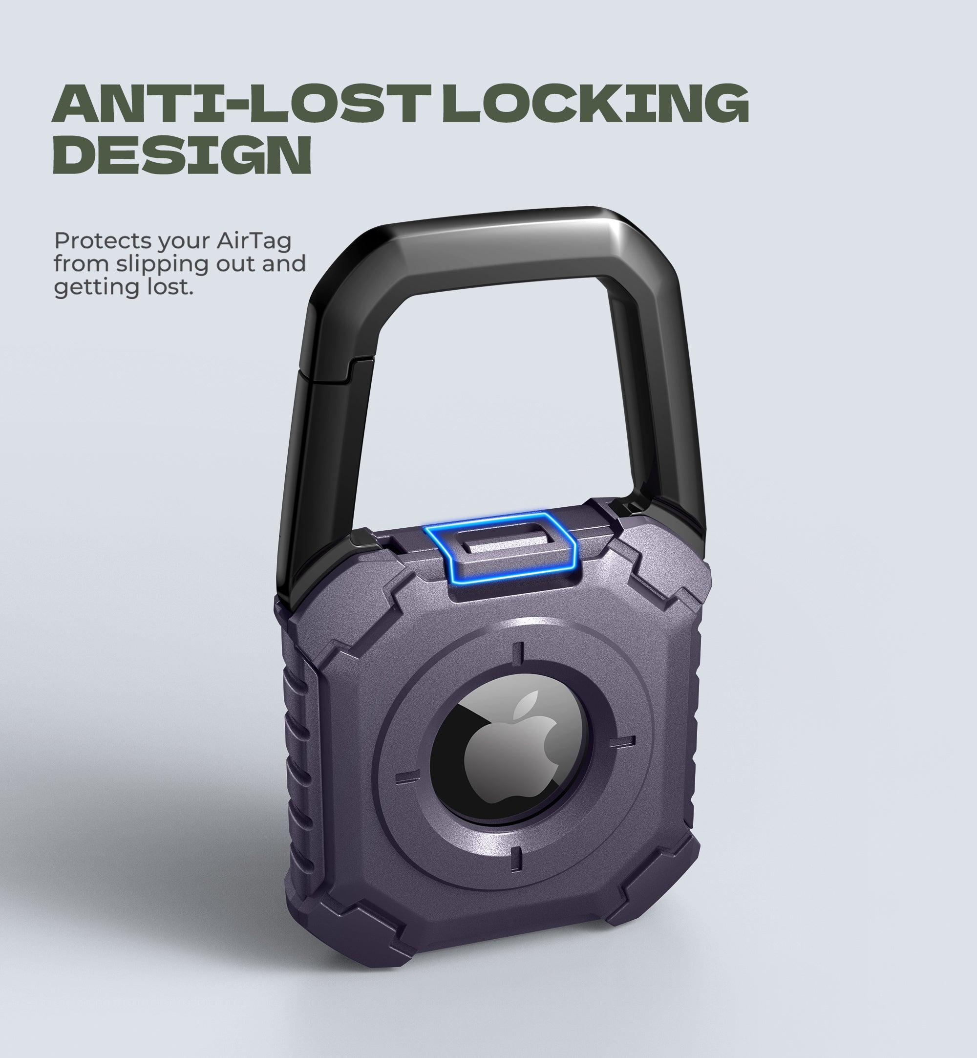 Dexnor Rugged Case for AirTag with Key Ring and Carabiner Full Body Bumper Shockproof Holder Cover.