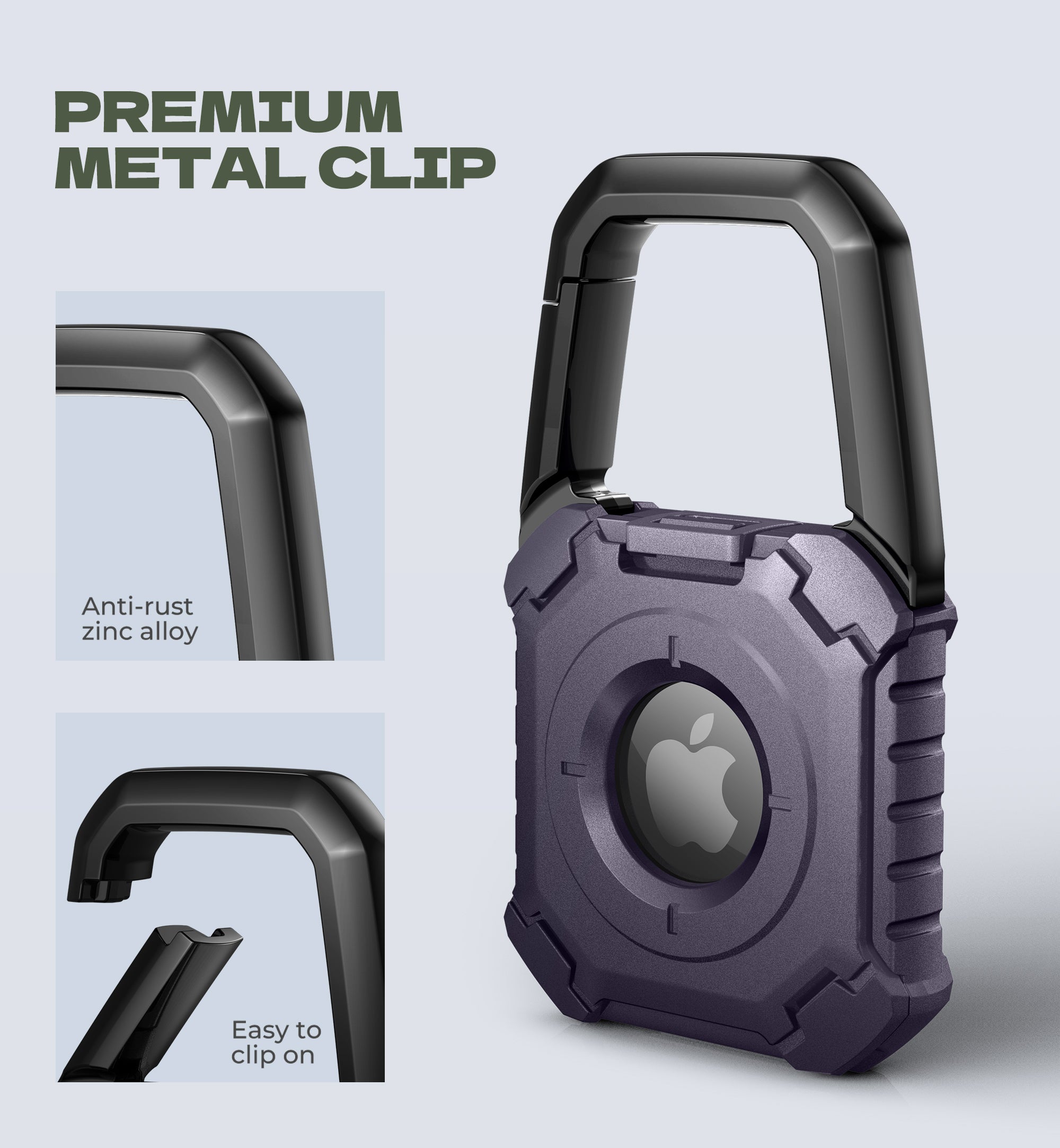 Dexnor Rugged Case for AirTag with Key Ring and Carabiner Full Body Bumper Shockproof Holder Cover.