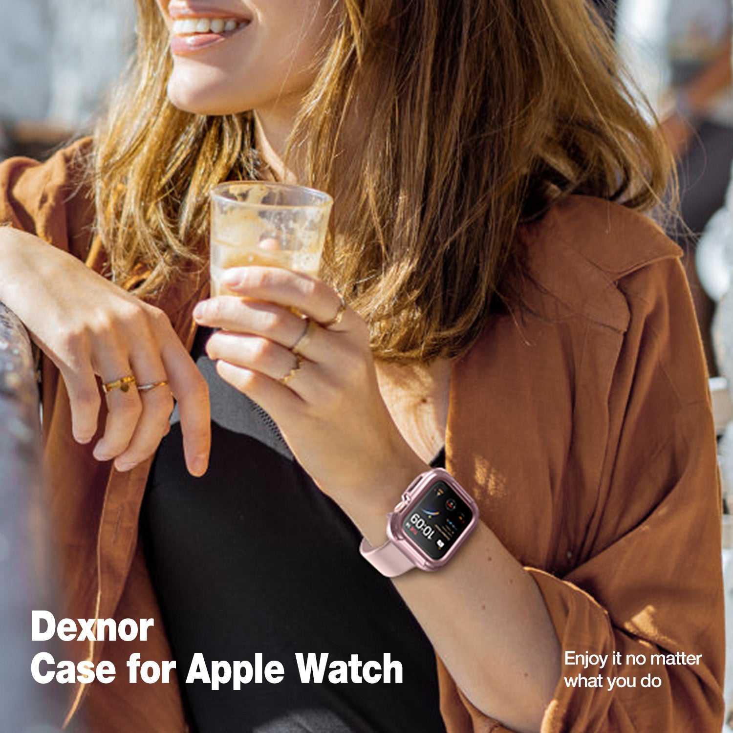 Dexnor Case for Apple Watch Series SE 42mm Series 6 42mm Series 5 42mm Series 4 42mm Series3 42mm Series 2 Series1 42mm Protective Case with Bulit-in Screen Protector 2 in 1 Overall Guard Case Cover