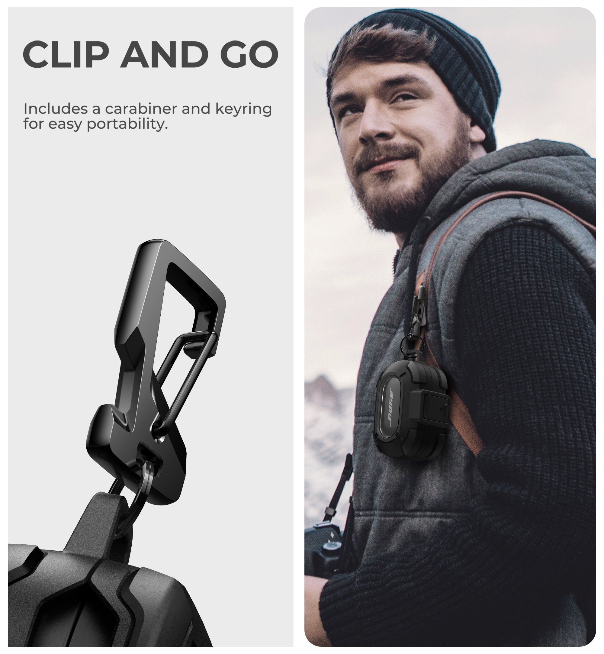 Dexnor Case for Bose QuietComfort Earbuds 2024 with Drop-Proof Lock Shockproof Rugged Bumper Cover with Carabiner Keyring Charger not Included