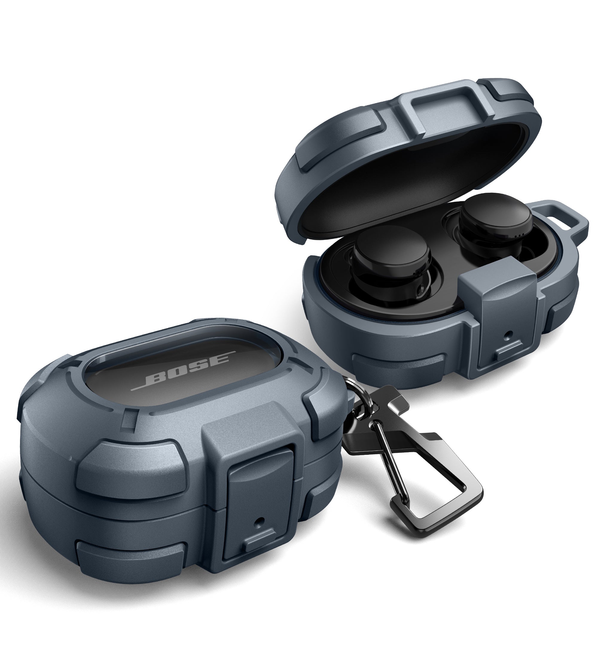 Dexnor Case for Bose QuietComfort Earbuds 2024 with Drop-Proof Lock Shockproof Rugged Bumper Cover with Carabiner Keyring Charger not Included