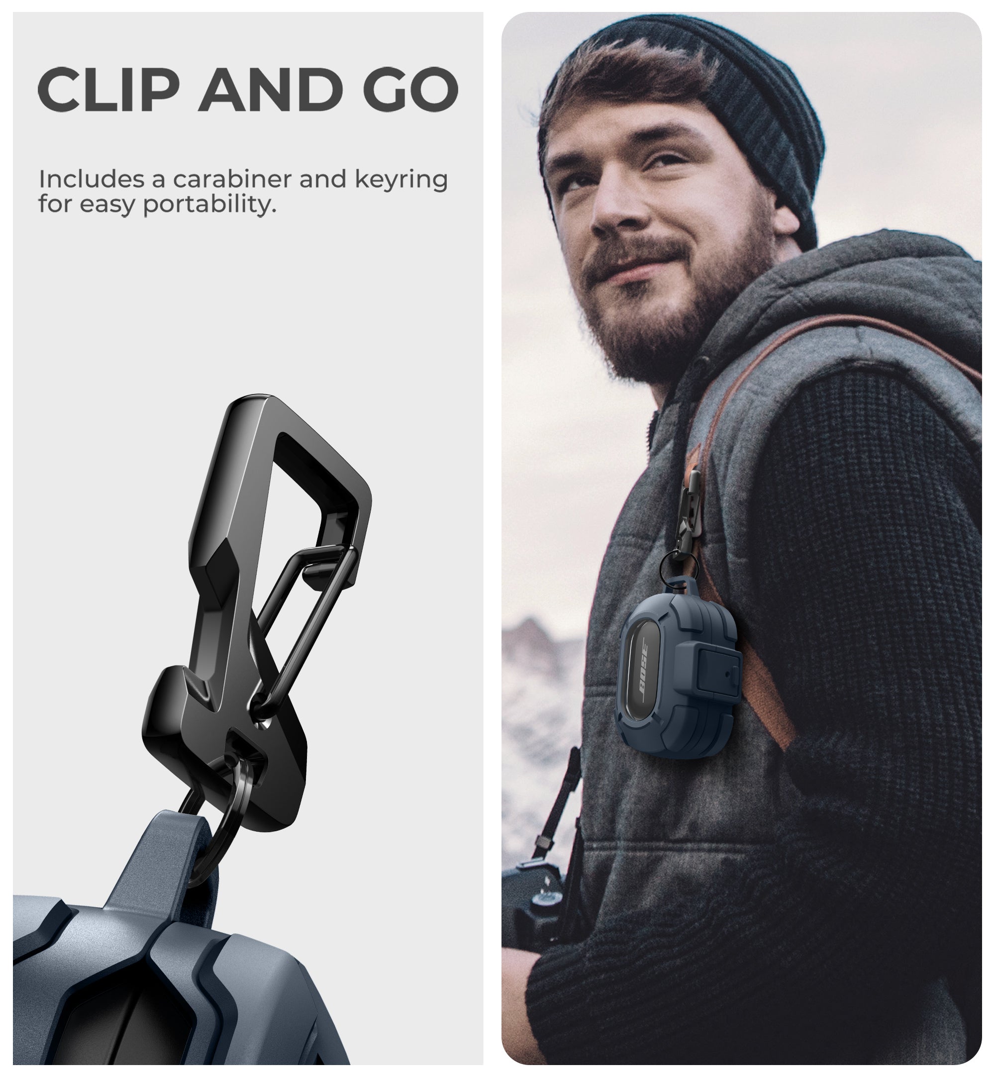 Dexnor Case for Bose QuietComfort Earbuds 2024 with Drop-Proof Lock Shockproof Rugged Bumper Cover with Carabiner Keyring Charger not Included