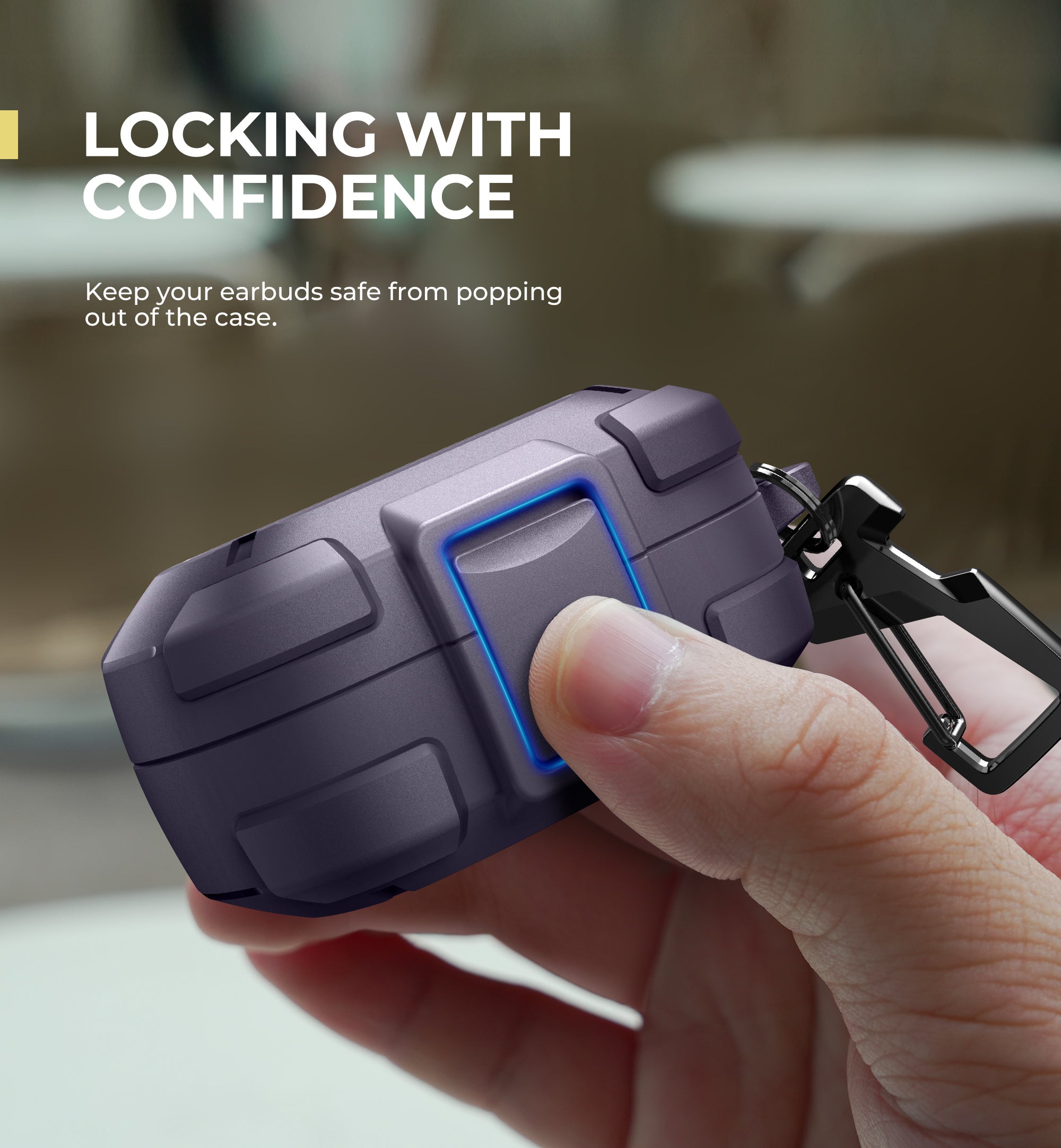 Dexnor Case for Bose QuietComfort Earbuds 2024 with Drop-Proof Lock Shockproof Rugged Bumper Cover with Carabiner Keyring Charger not Included