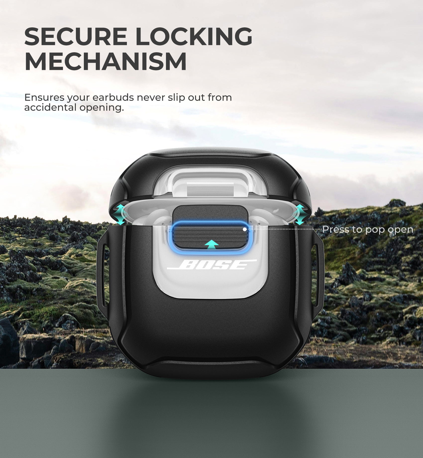 Dexnor Case for Bose QuietComfort Ultra Earbuds 2023 Secure Lock Clip Rugged with Carabiner Keyring