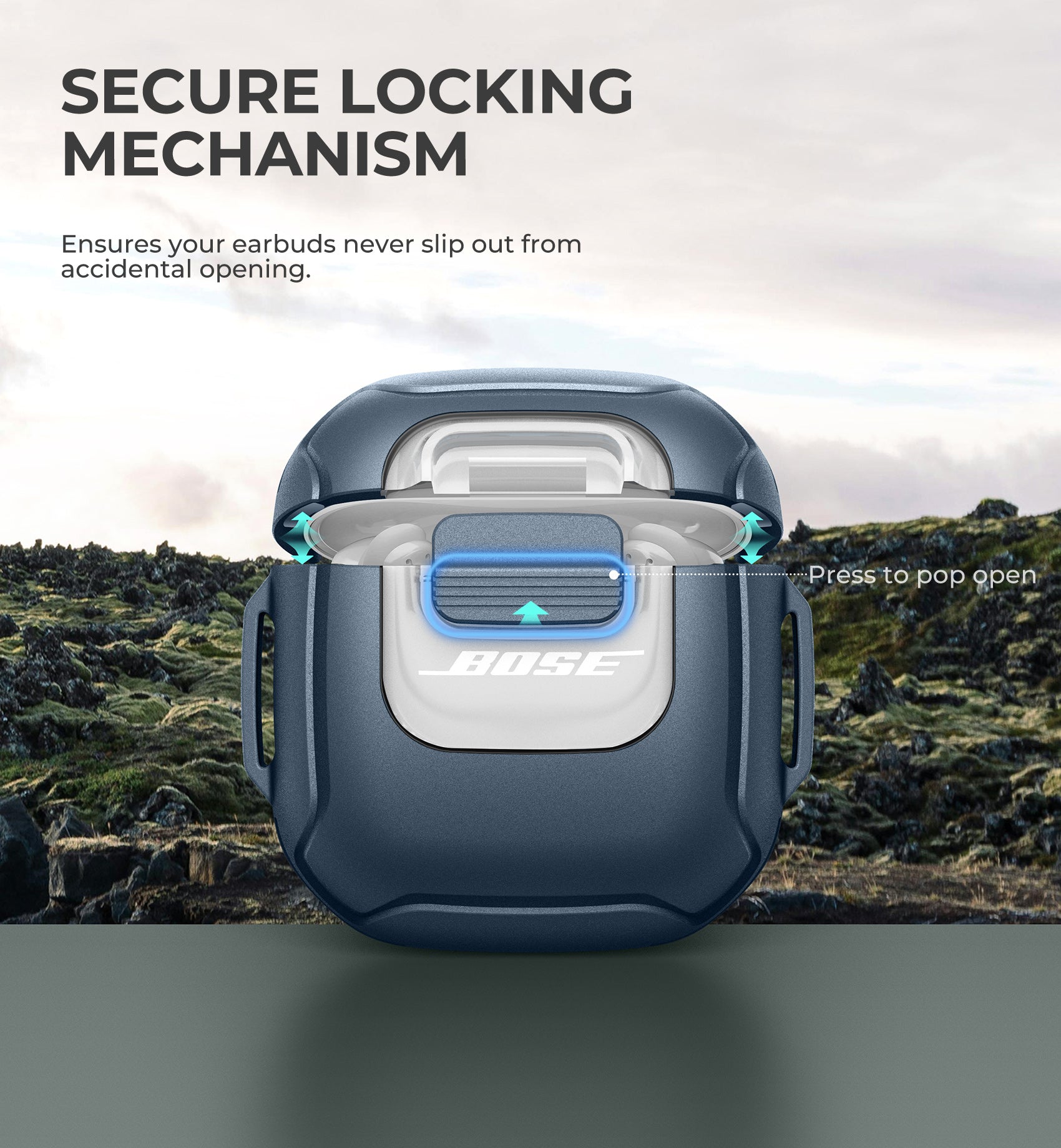 Dexnor Case for Bose QuietComfort Ultra Earbuds 2023 Secure Lock Clip Rugged with Carabiner Keyring