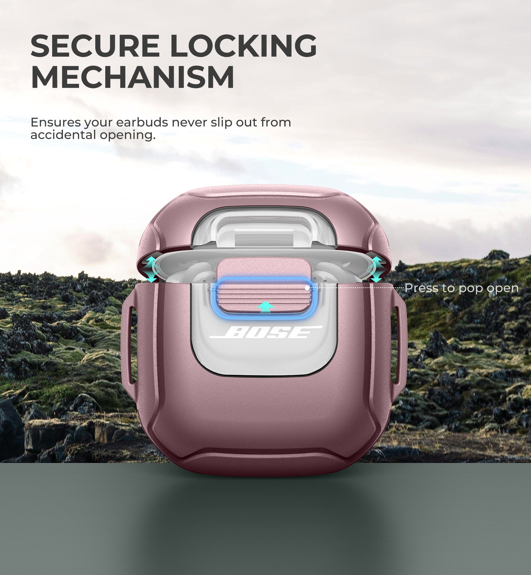 Dexnor Case for Bose QuietComfort Ultra Earbuds 2023 Secure Lock Clip Rugged with Carabiner Keyring