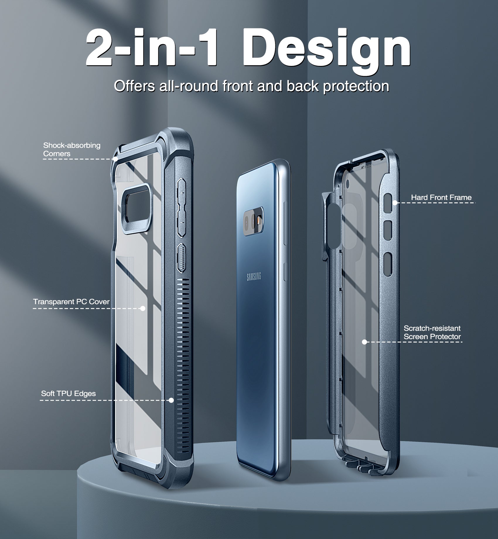 Dexnor Case for Samsung Galaxy S10E with Built-in Screen Protector Clear Rugged Full Body Protective Shockproof Hard Back Defender Dual Layer Heavy Duty Bumper Cover