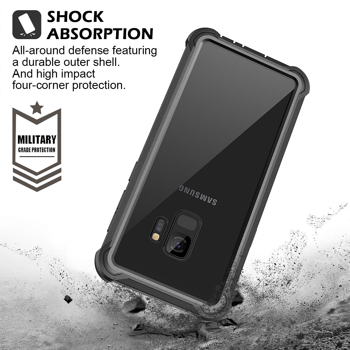 Dexnor Case for Galaxy S9 with Screen Protector Clear Military Grade Rugged 360 Full Body Protective Shockproof Hard Back Cover Defender Heavy Duty Bumper