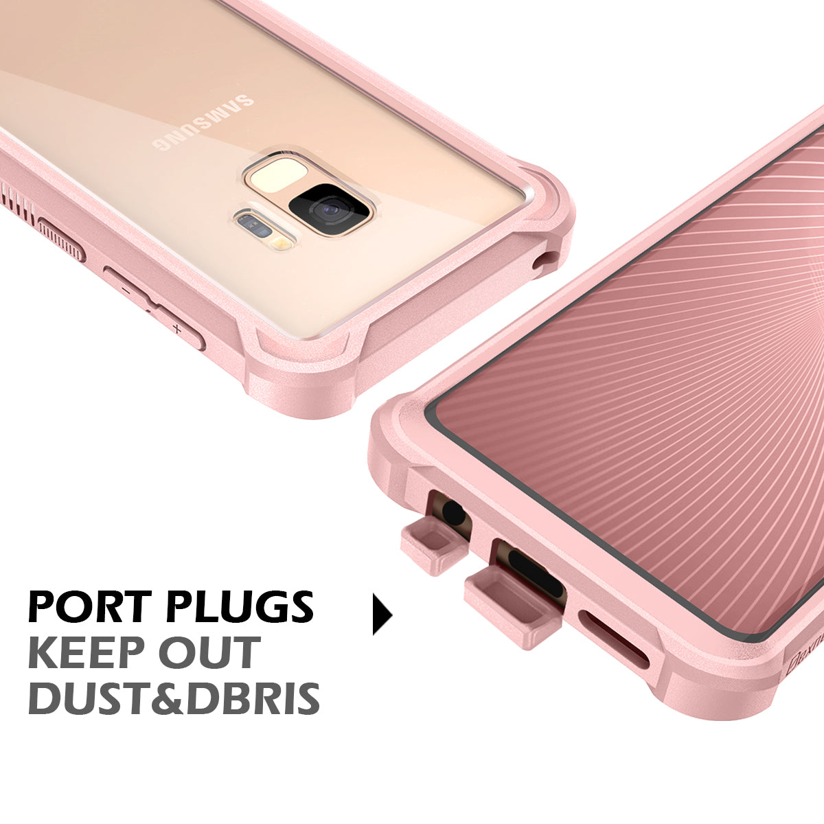 Dexnor Case for Samsung Galaxy S9 with Screen Protector Electroplated Frame Clear Back Cover Rugged 360 Full Body Protective Shockproof Heavy Duty Bumper