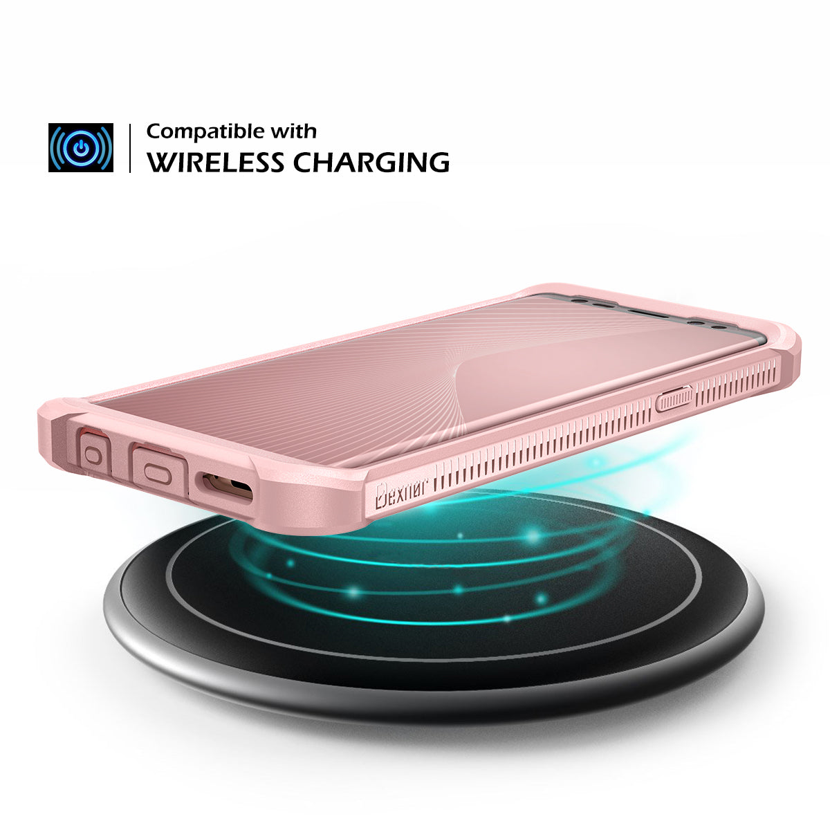 Dexnor Case for Samsung Galaxy S9 with Screen Protector Electroplated Frame Clear Back Cover Rugged 360 Full Body Protective Shockproof Heavy Duty Bumper