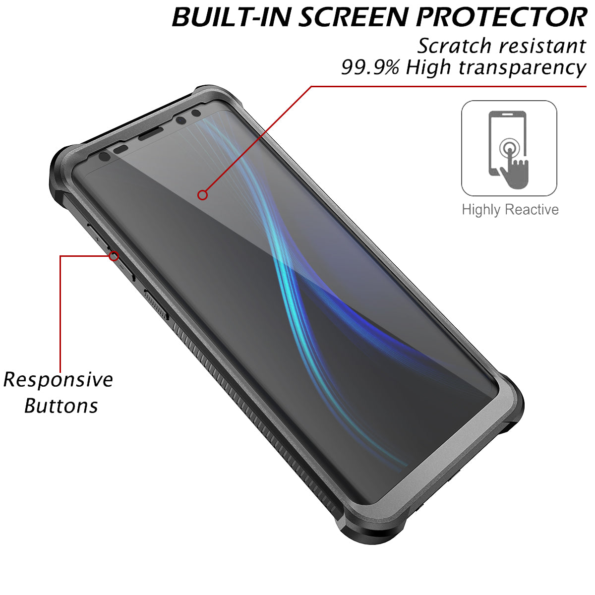 Dexnor Case for Galaxy S9 Plus with Screen Protector Clear Military Grade Rugged 360 Full Body Protective Shockproof Hard Back Cover Defender Heavy Duty Bumper