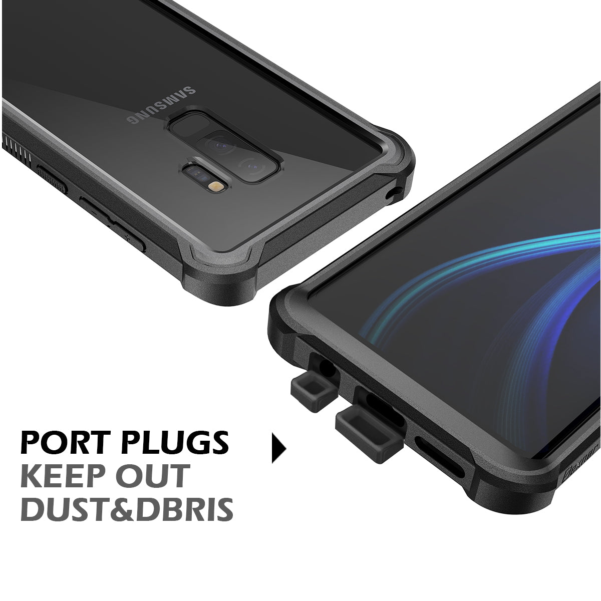 Dexnor Case for Galaxy S9 Plus with Screen Protector Clear Military Grade Rugged 360 Full Body Protective Shockproof Hard Back Cover Defender Heavy Duty Bumper