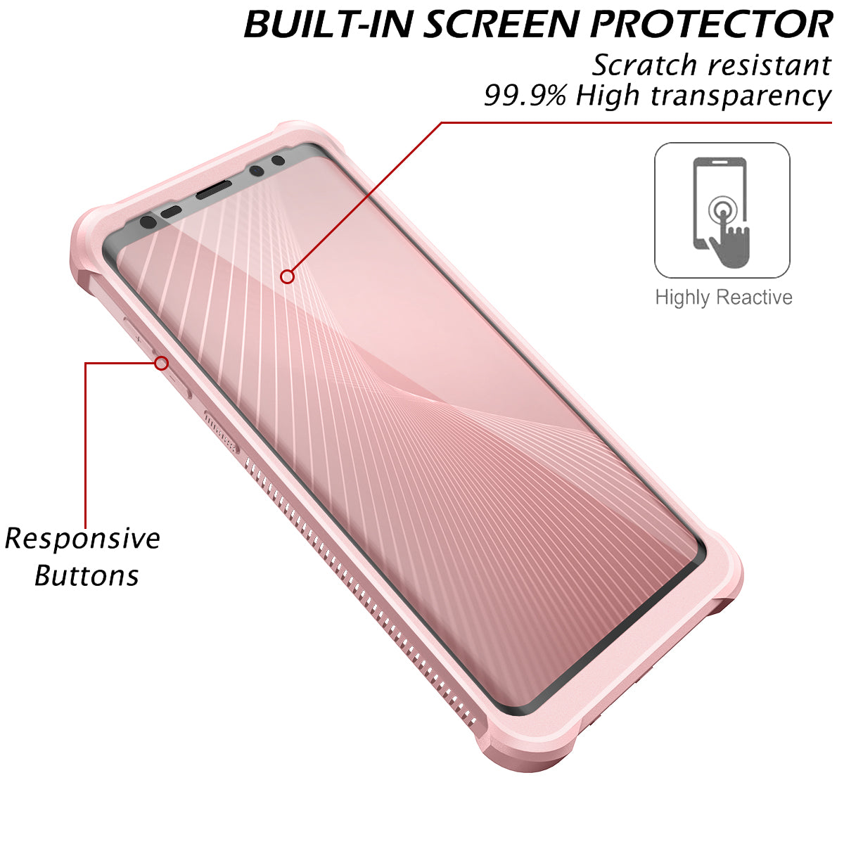 Dexnor Case for Galaxy S9 Plus with Screen Protector Clear Military Grade Rugged 360 Full Body Protective Shockproof Hard Back Cover Defender Heavy Duty Bumper