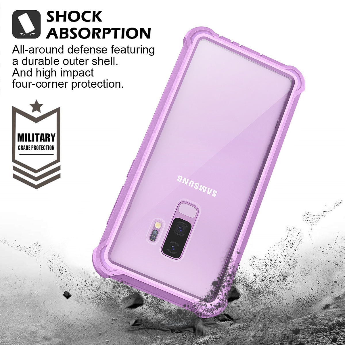 Dexnor Case for Galaxy S9 Plus with Screen Protector Clear Military Grade Rugged 360 Full Body Protective Shockproof Hard Back Cover Defender Heavy Duty Bumper