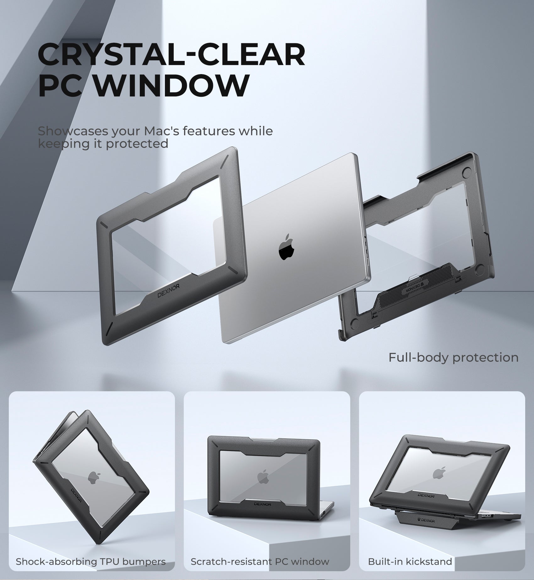 Dexnor Case for MacBook Pro 16 Inch 2024 M4 Pro M4 Max with Kickstand Heavy Duty Full Body Protective Cover with TPU Bumper