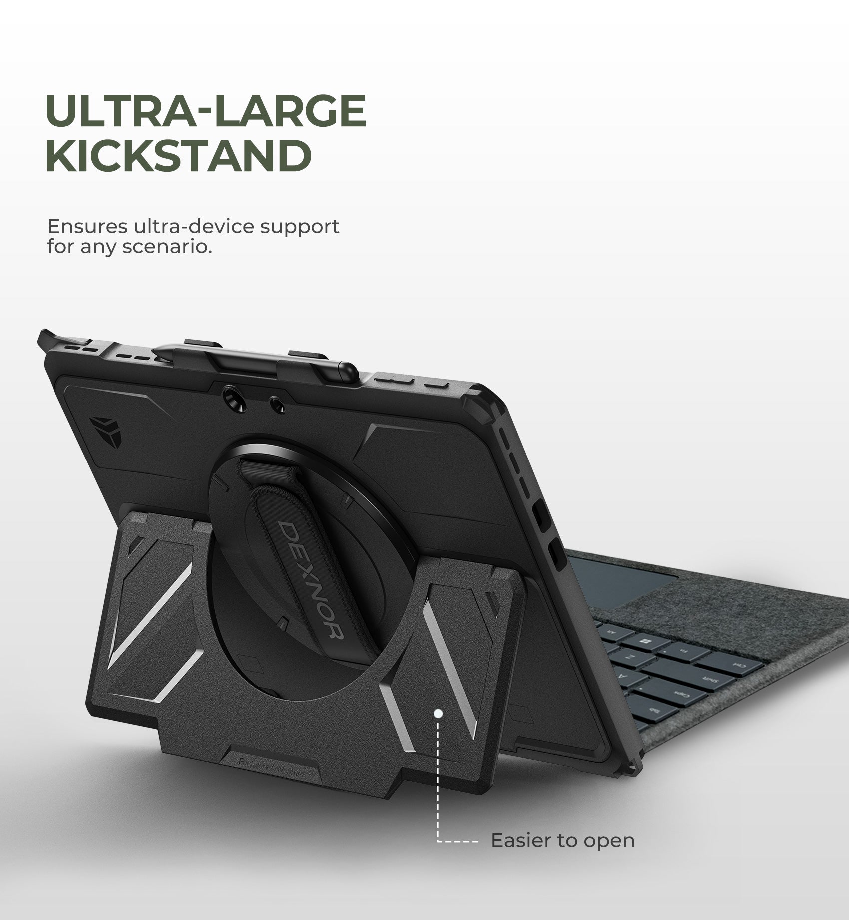 Dexnor Case for Microsoft Surface Pro 11 13 inch 2024 Rugged Protective with 360° Rotating Hand Strap Large Stand Pen Holder Shockproof Full-Body Cover